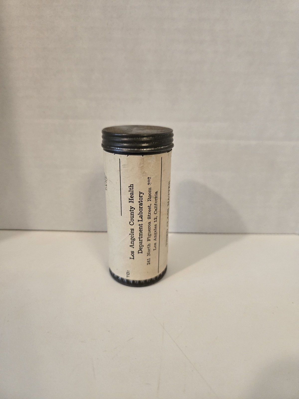 Vintage Los Angeles Health Department Laboratory Test For Syphilis Mailing Tube