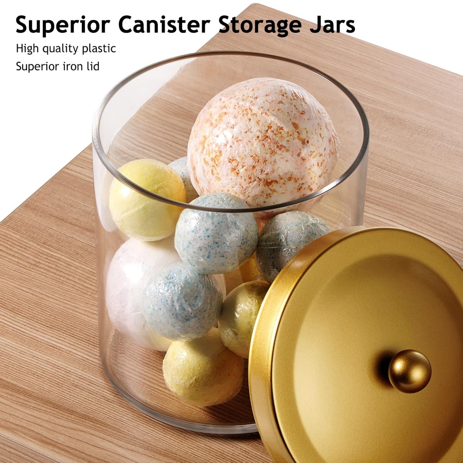 SheeChung 4 Pack 50 Ounce Large Clear Apothecary Jar with Gold Rust-Proof Lid…