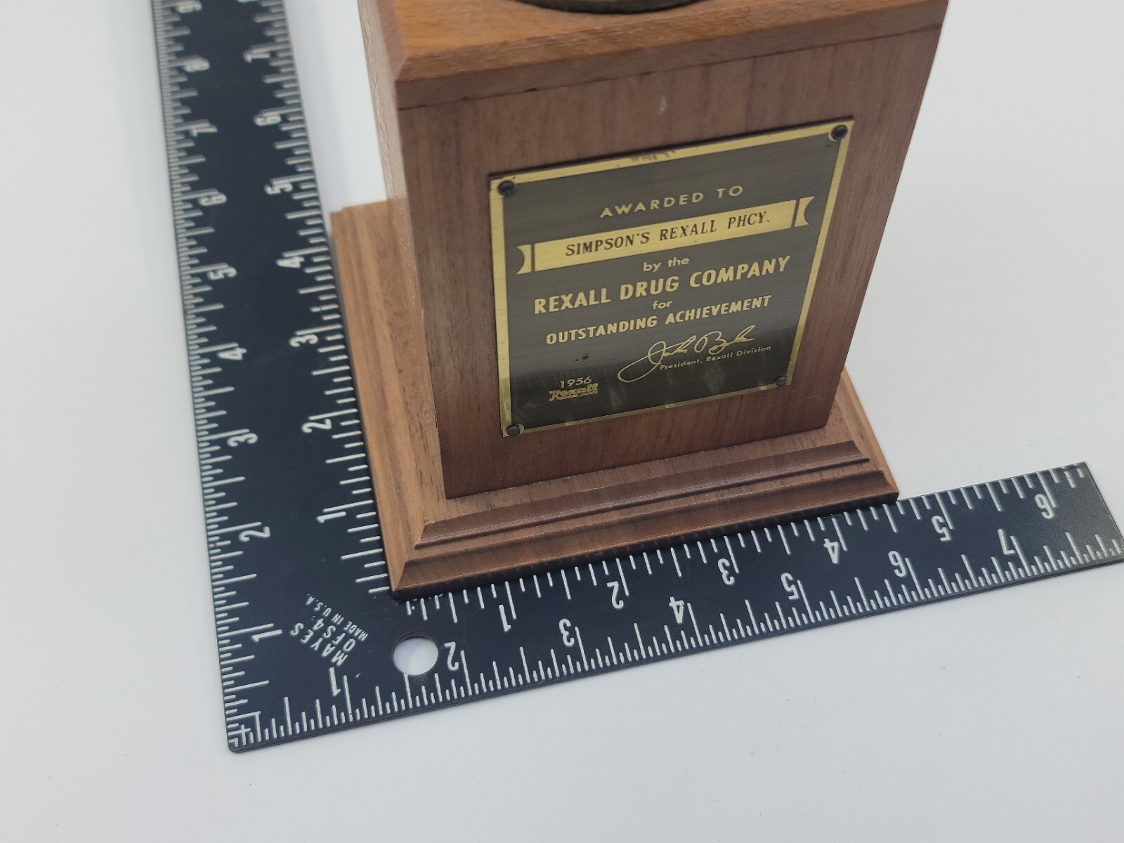 1956 Rexall Drug Outstanding Achievement Award Trophy Pharmaceutical Antique