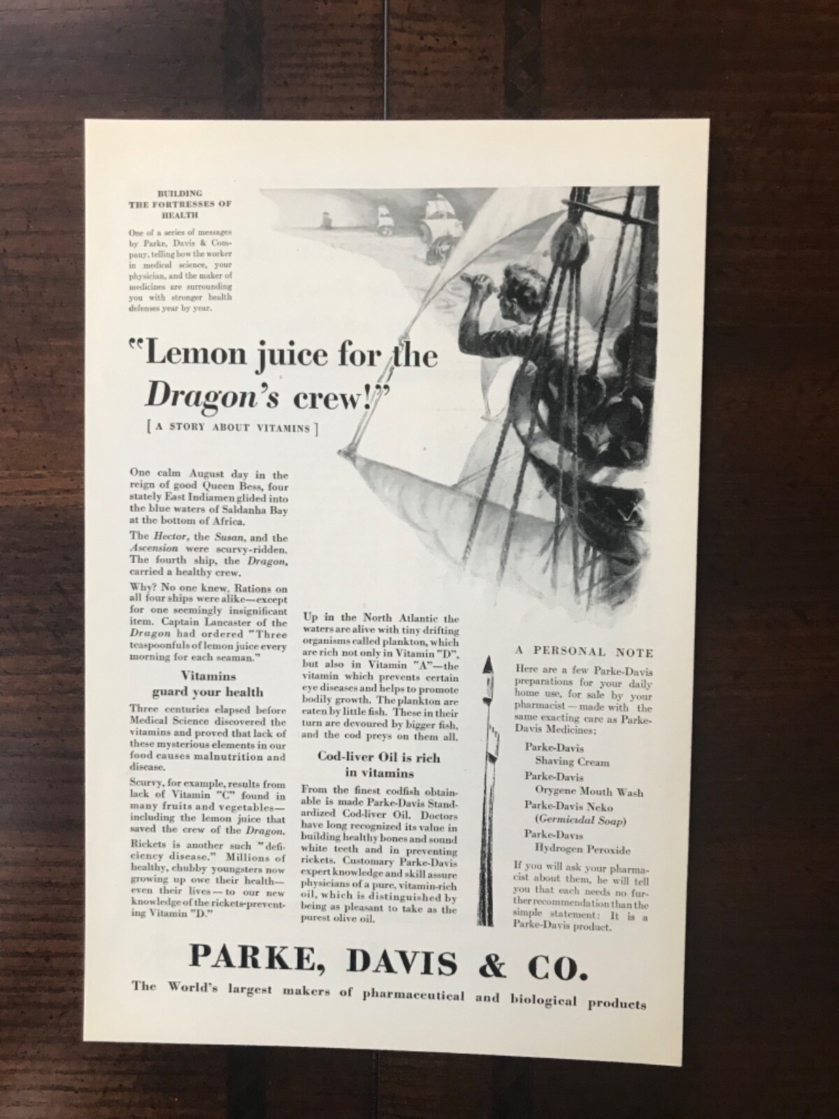 1928 vintage original print ad Park, Davis & Co. Pharmaceutical Products