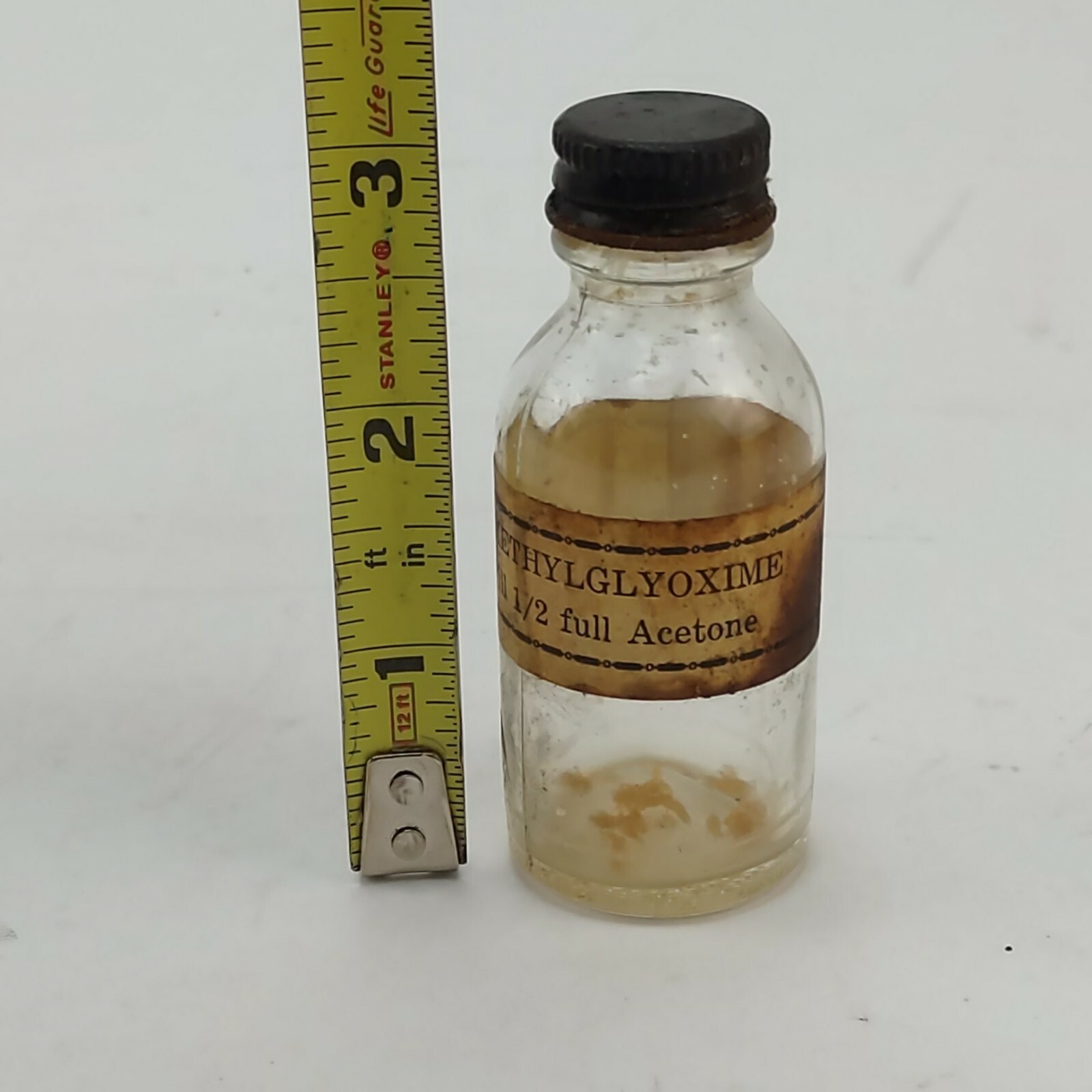 Laboratory Material Chemical Bottle Dimethylglyoxime Glass/Metal Vintage Used