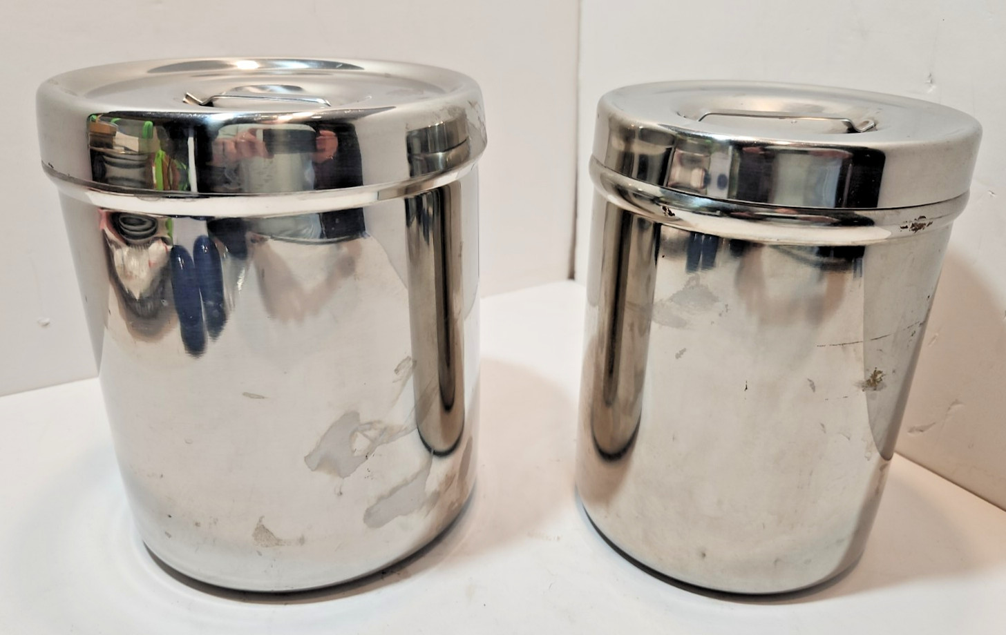 Vtg Stainless Steel Canisters W/ Medical Lid – Set of 2 Vollrath 8802 Polar 3J