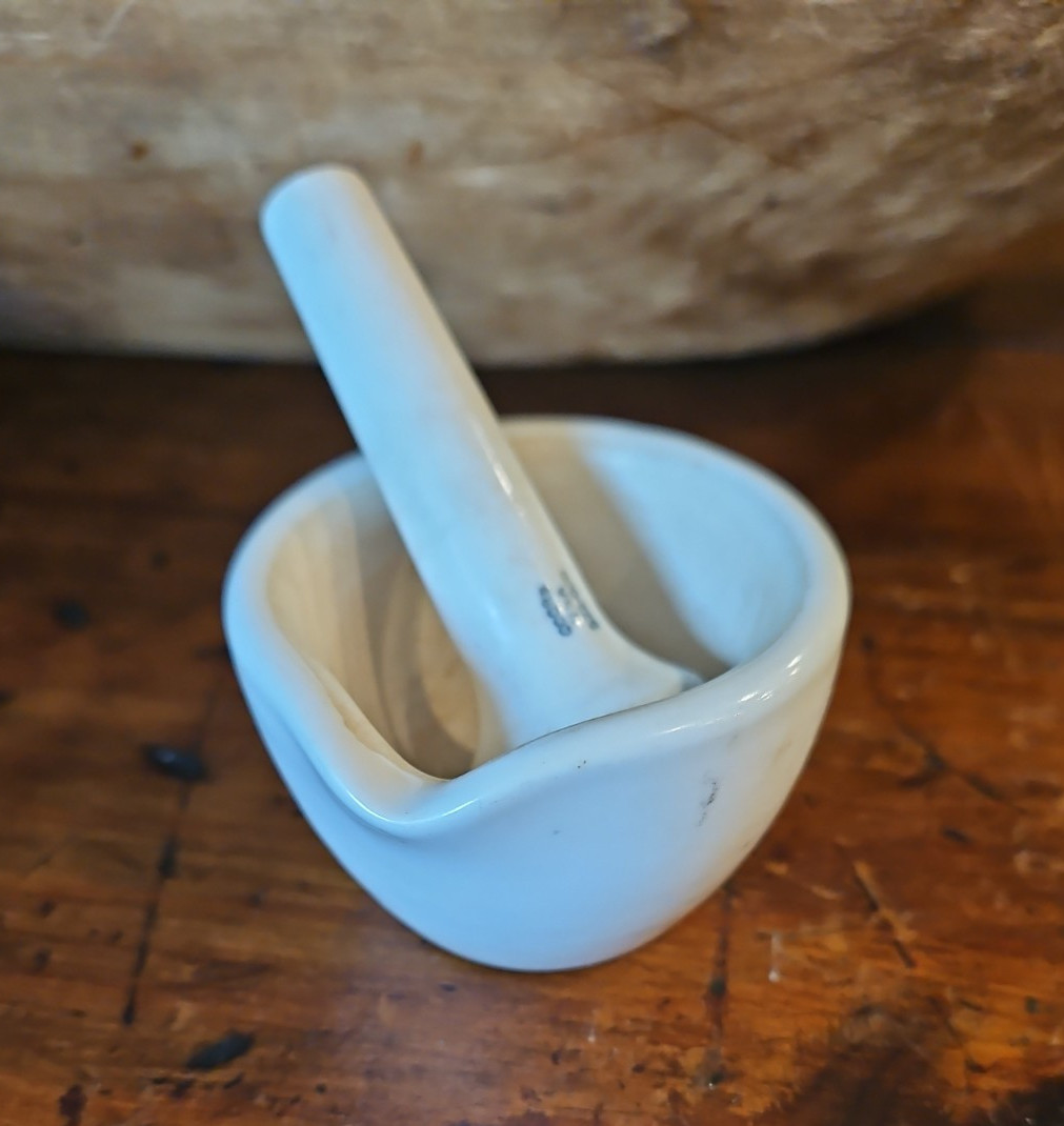 Vintage Coors USA 522-000 Heavy White Porcelain Lab Mortar and Pestle