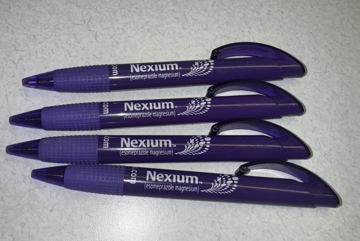 NEXIUM ESOMEPRAZOLE : Purple, Plastic, Pharmaceutical Promo – Lot of 4 Pens