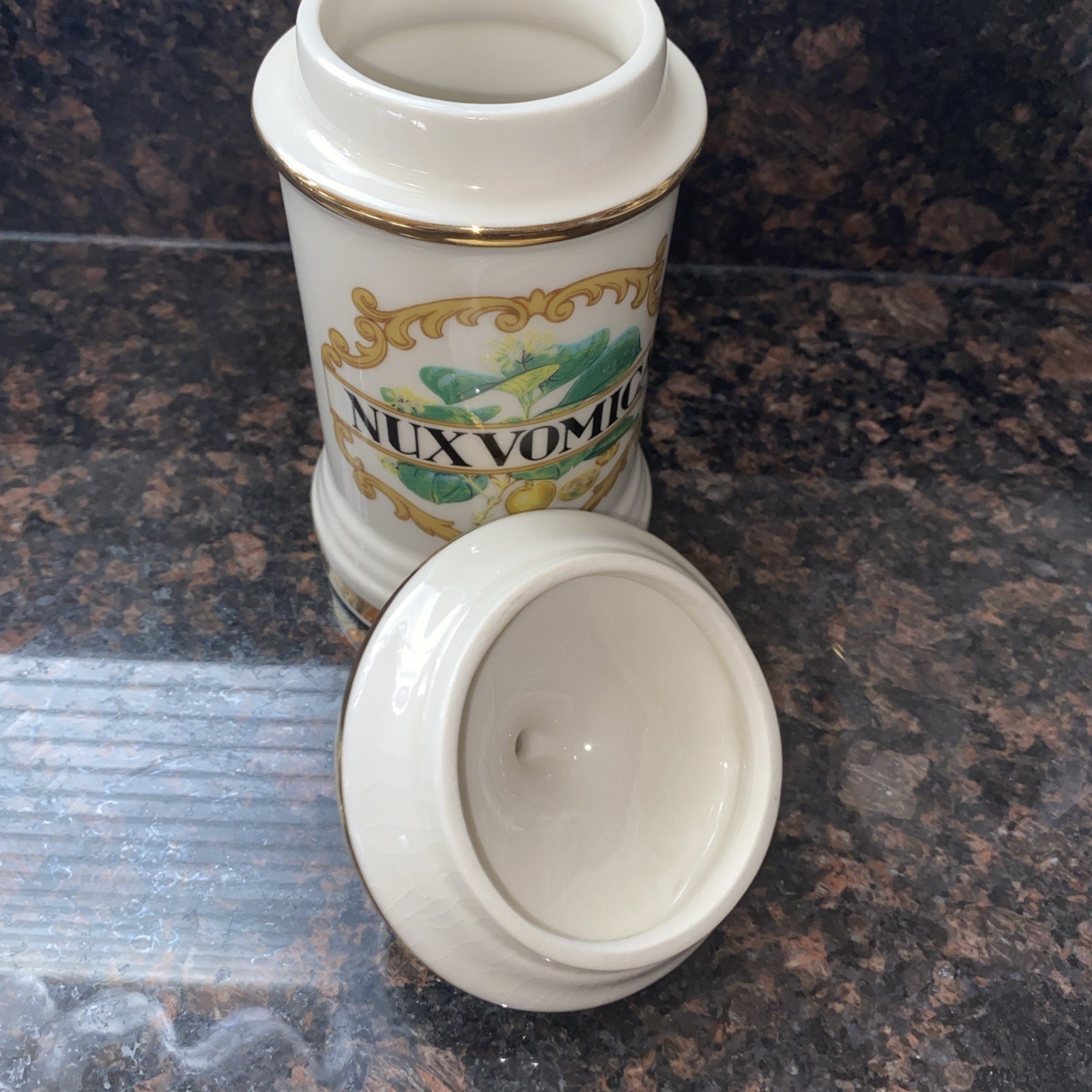 Fol. Bellad. Ceramic Apothecary Jar With Lid – Ceramic Pharmaceutical VTG 7.5