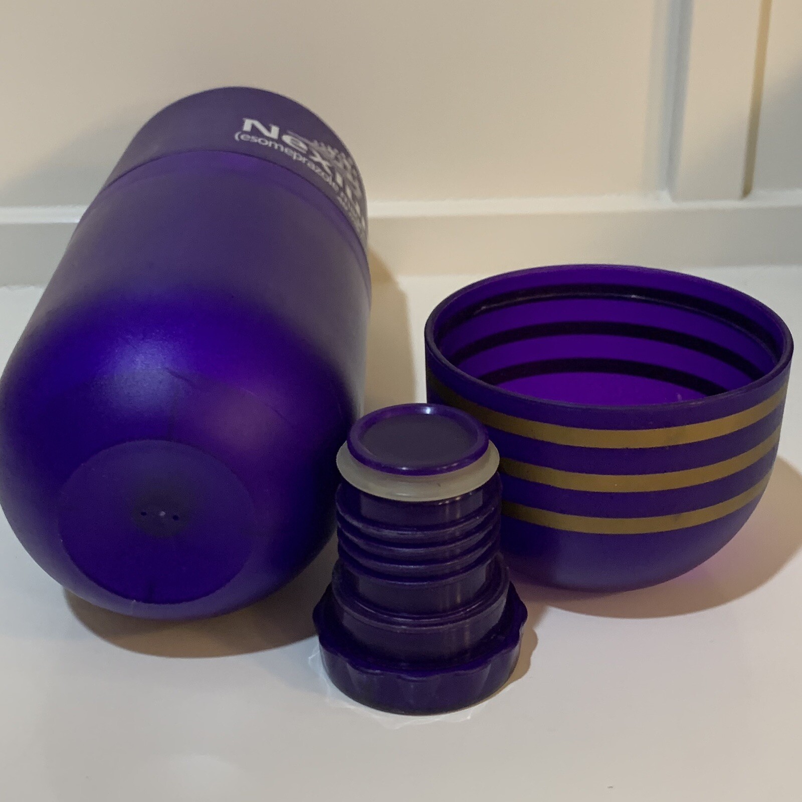RARE Nexium 40mg Pharmaceutical Rep BIG Purple Pill Thermos Collectible Bottle