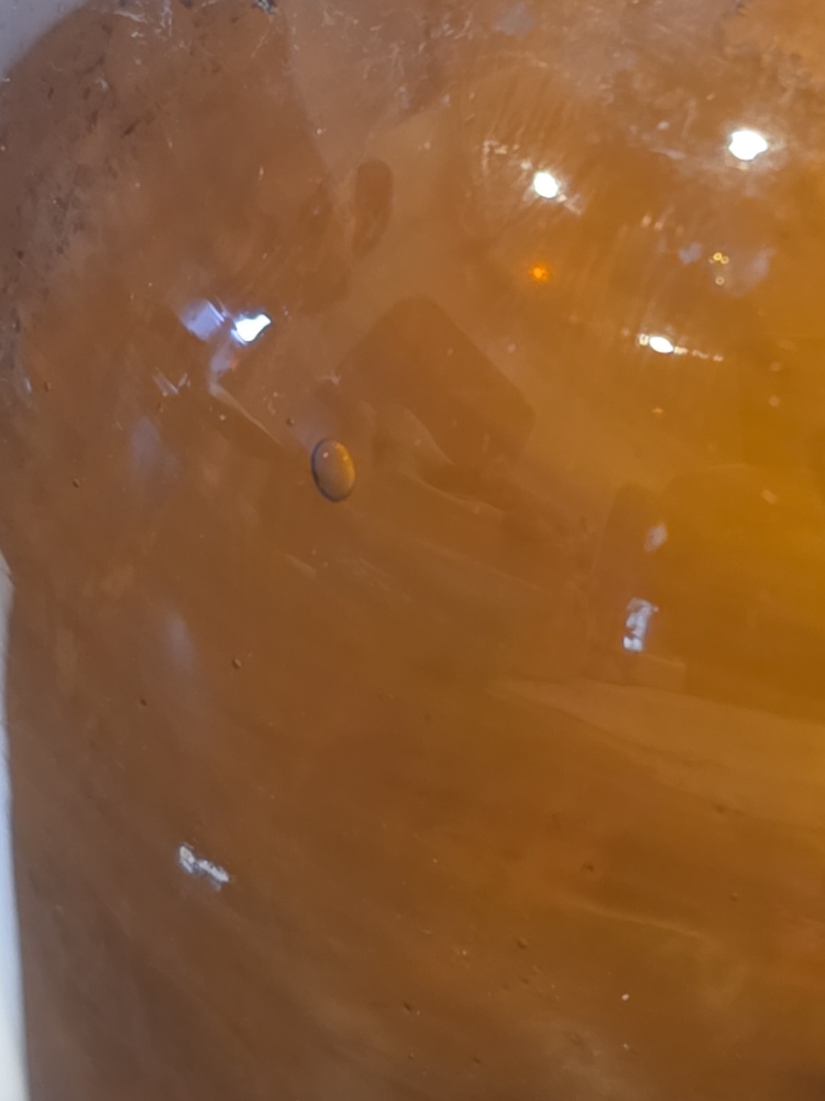 VINTAGE HANDMADE Large Apothecary Glass Bottle Amber Brown 12″