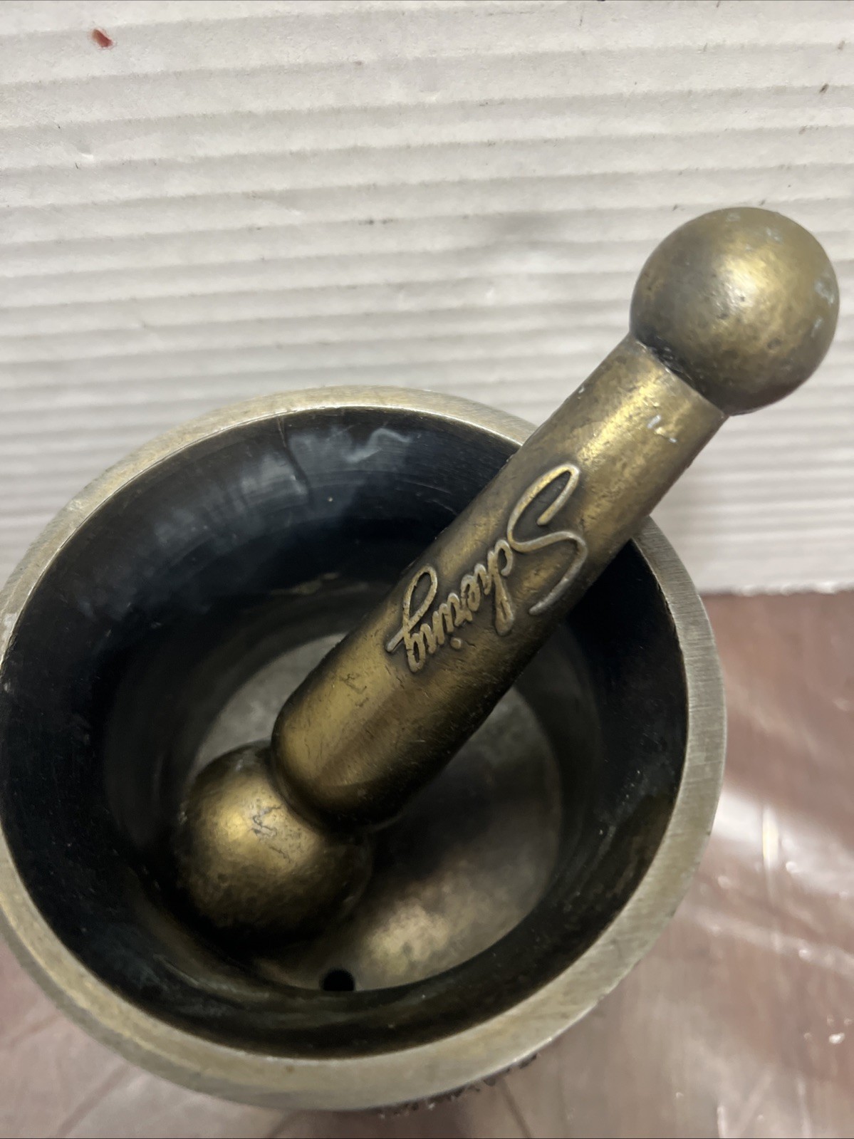 Vintage Schering Brass Mortar College Of Pharmacy Heavy 2001
