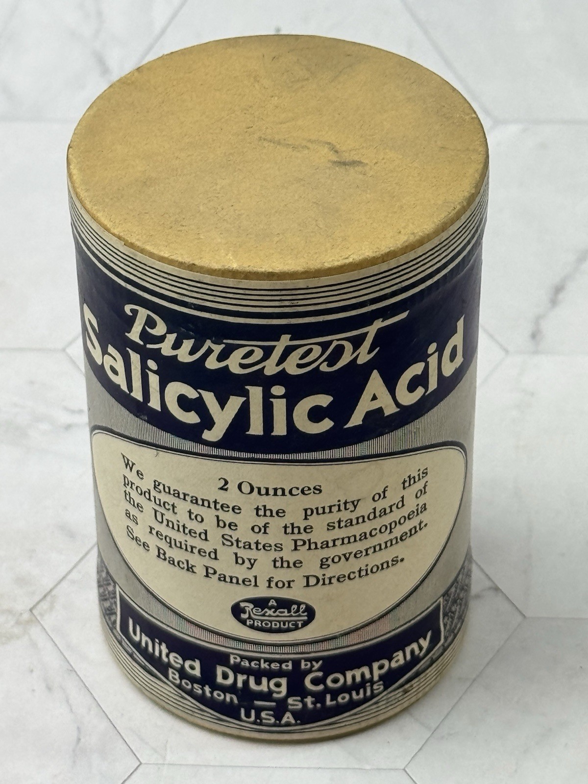 Vintage Puretest Salicylic Acid Powder United Drug Company Rexall NEW Old Stock