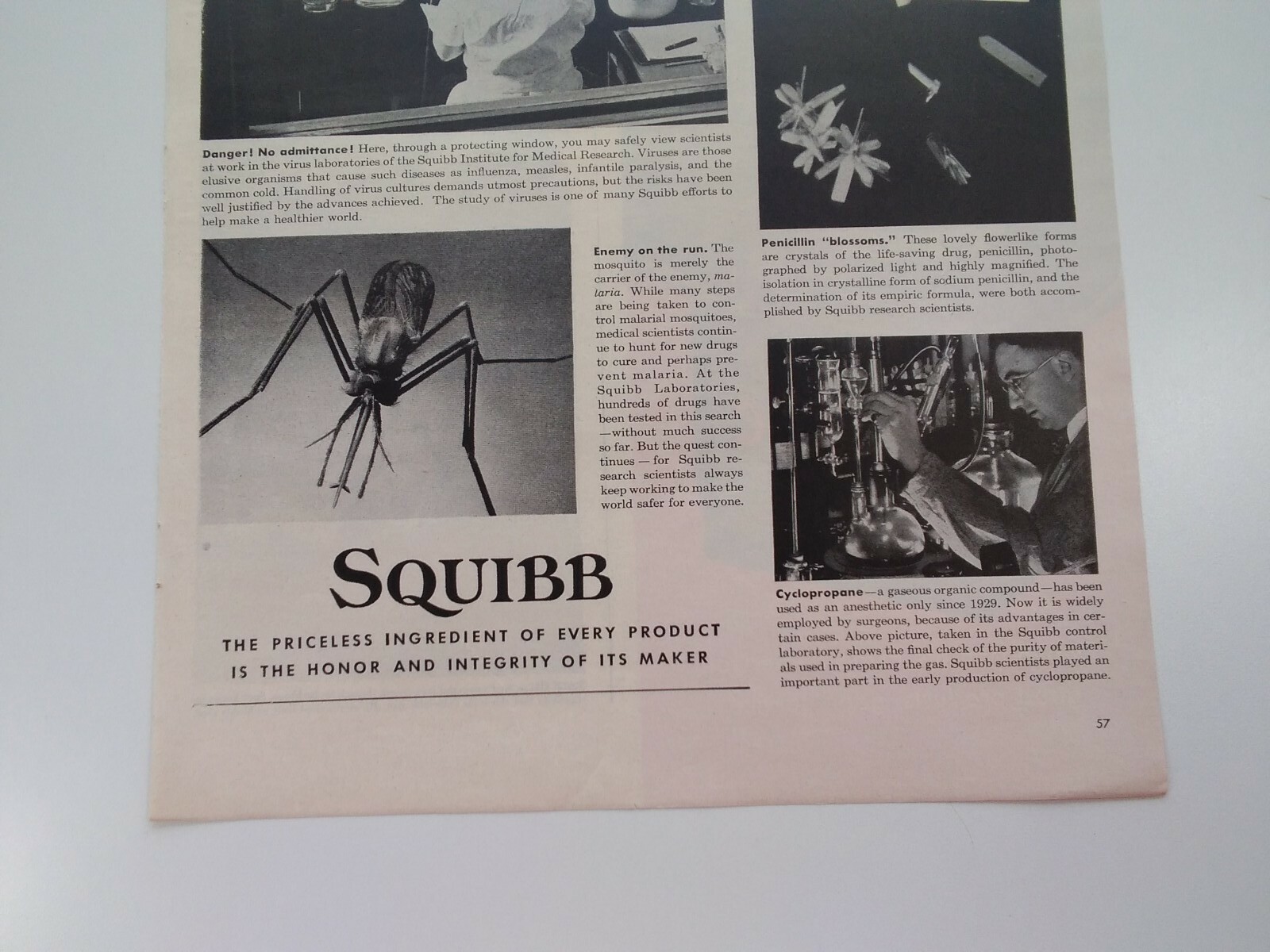Squibb Print Ad Original Vintage 1945 Medical Research Bristol Myers NYC Exide