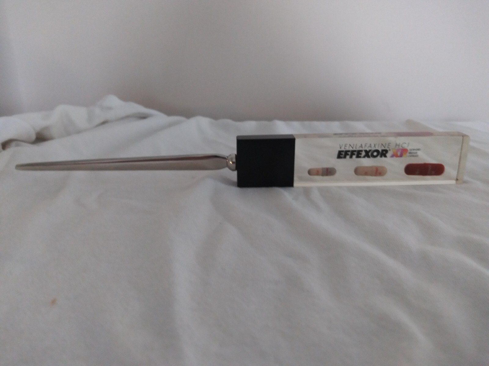 Effexor Drug Rep Promo Letter Opener Lucite Encased Capsules