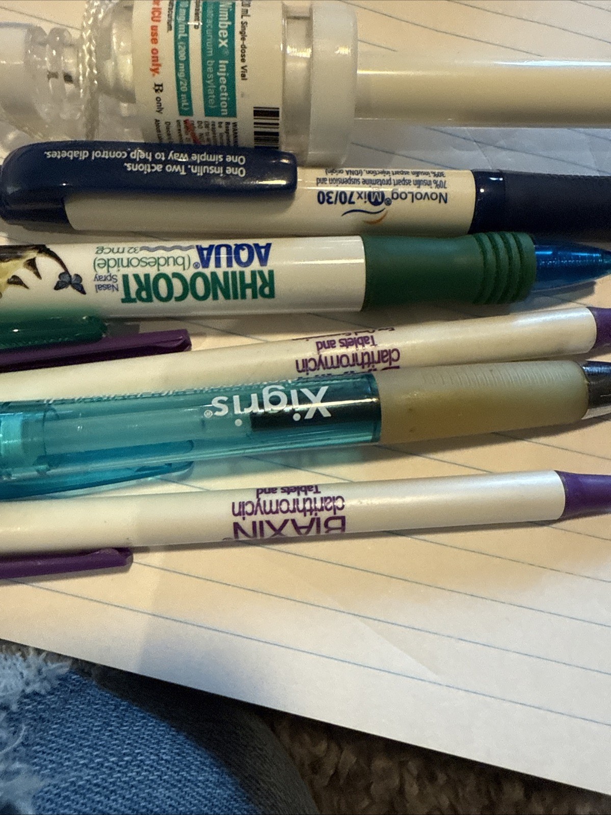 6 Drug Rep Pens Pharma Advertising Xigris Biaxin Nimbex Rhinocort Novalog