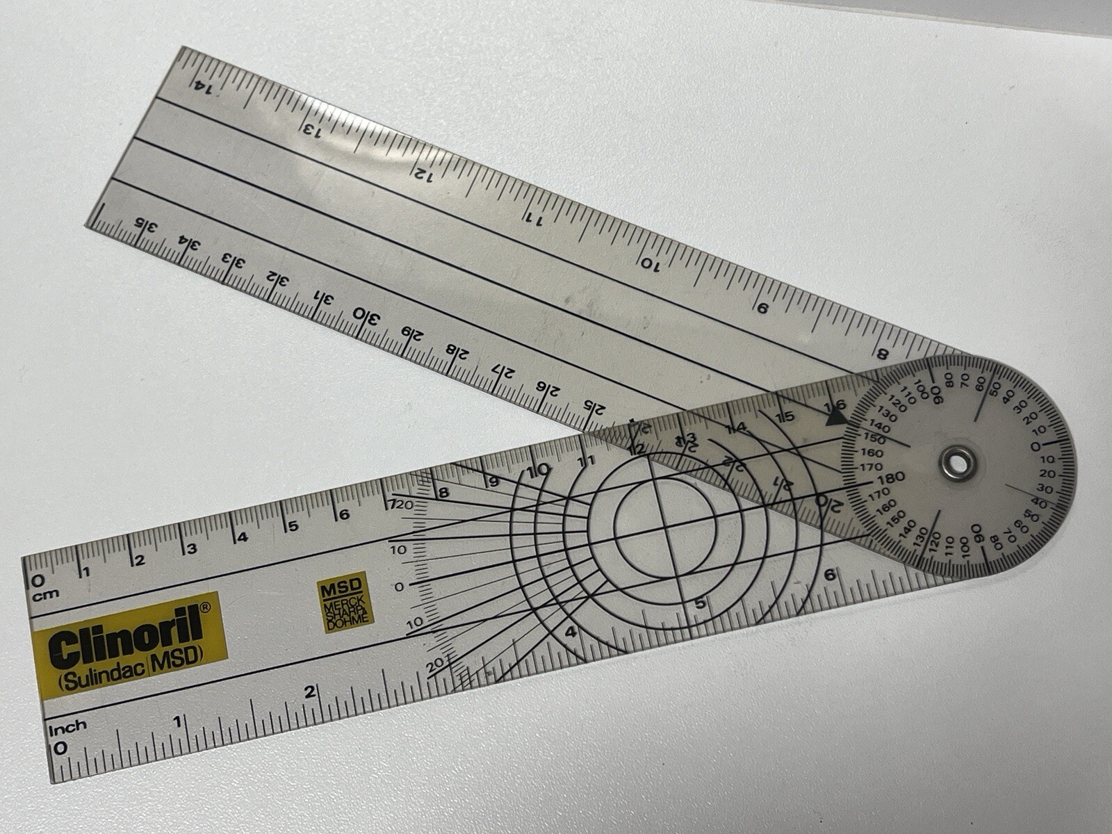 Merck Sharp Dohme CLINORIL Goniometer Angle Ruler Pharmaceutical Promo (MD17)