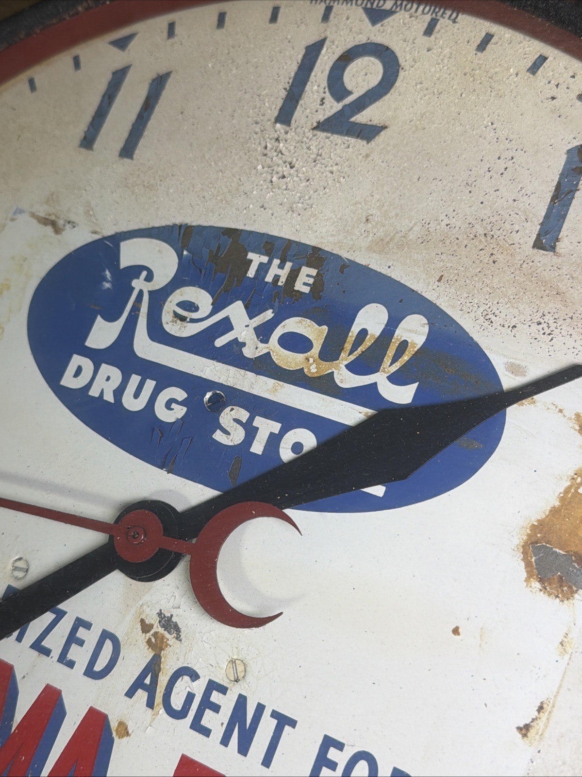 VTG Rexall Drug Store Authorized Agent For BISMA-REX 14” Crystal Clock READ!