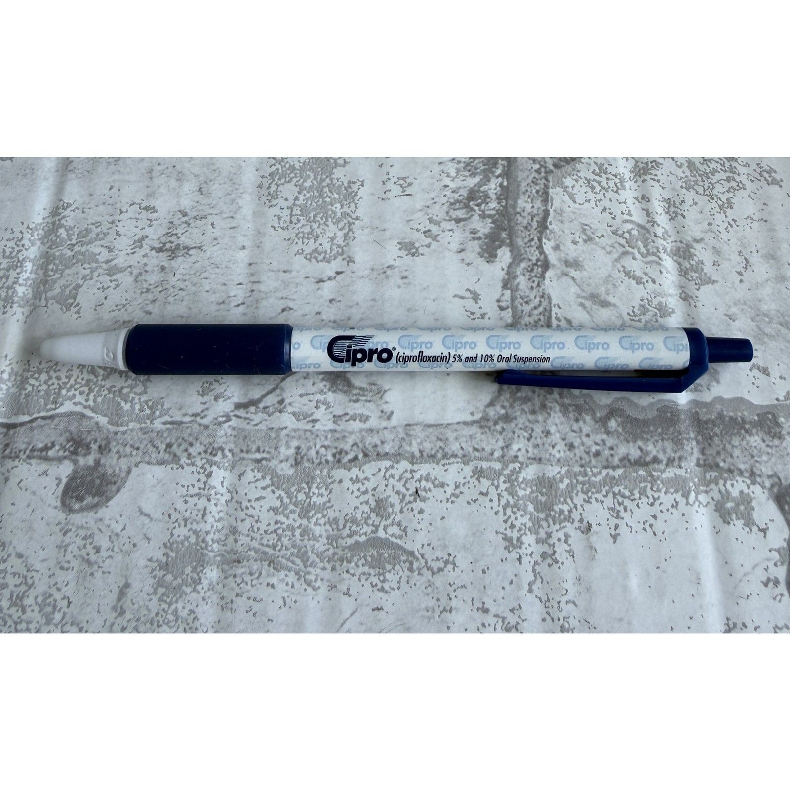 VTG Cipro IV Pharmaceutical Promo Pen Retractable Blue White Advertising