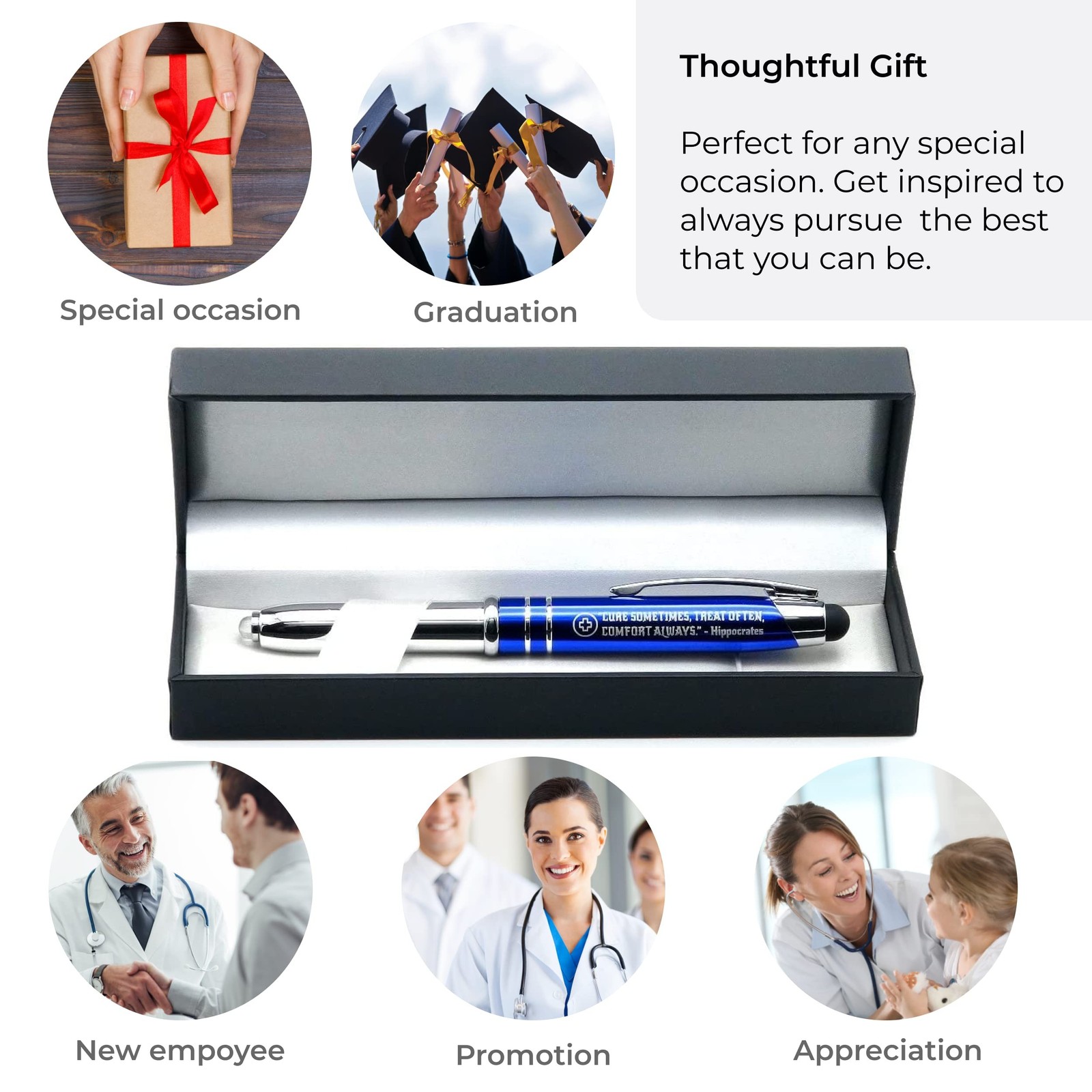 Medical Gift Pen with Inspirational Quote – “Cure Sometimes, Treat Often, Com…