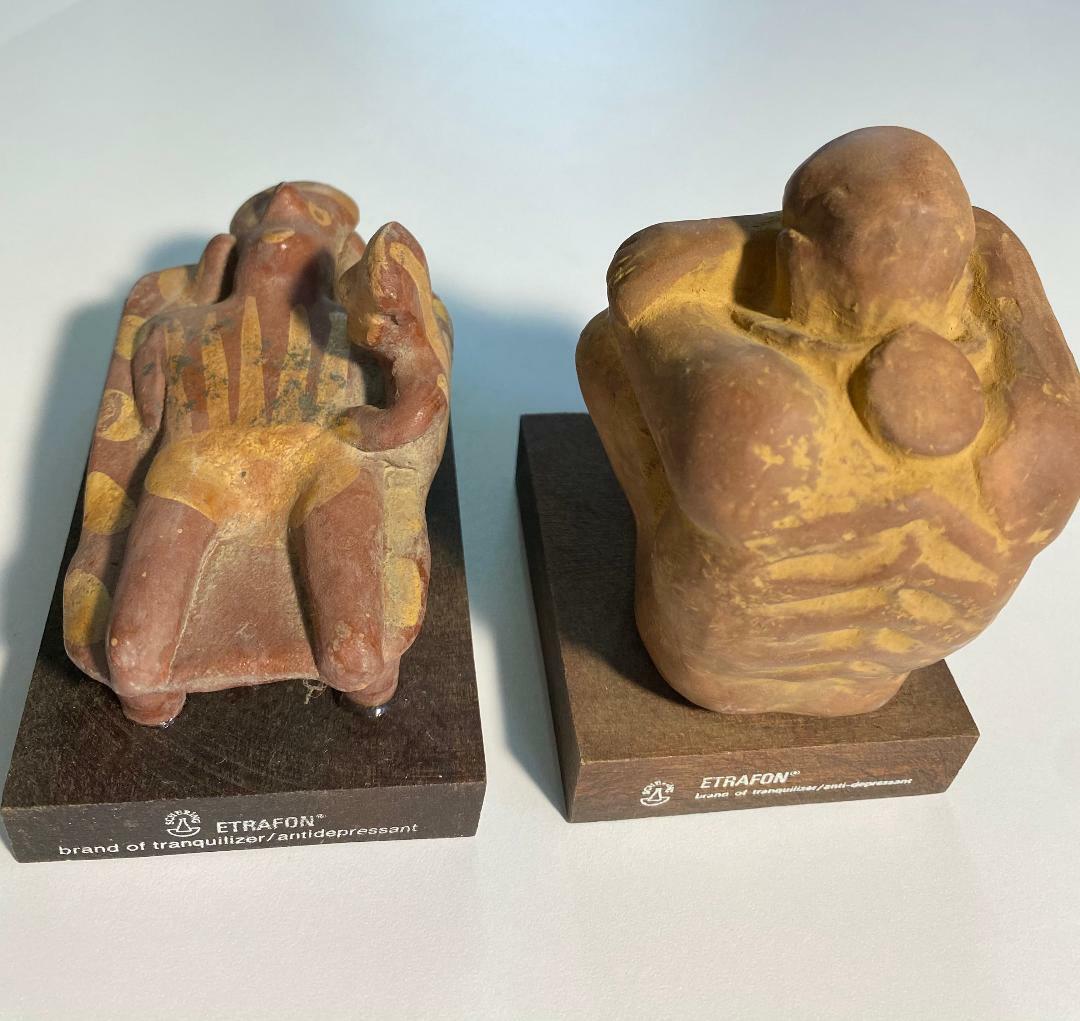 Schering Mayan Models/Statues Of Medical Conditions 5 Statue Lot With Boxes