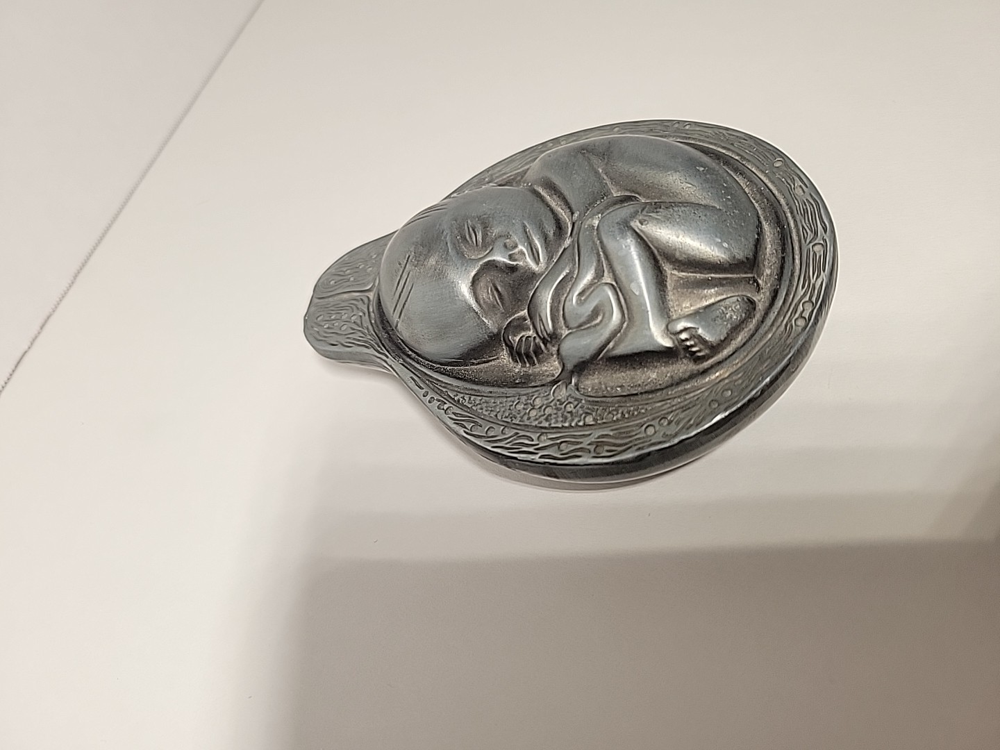 Vtg 1950-60s Parke-Davis Tabron Baby In Womb Fetus Pewter Heavy Paperweight