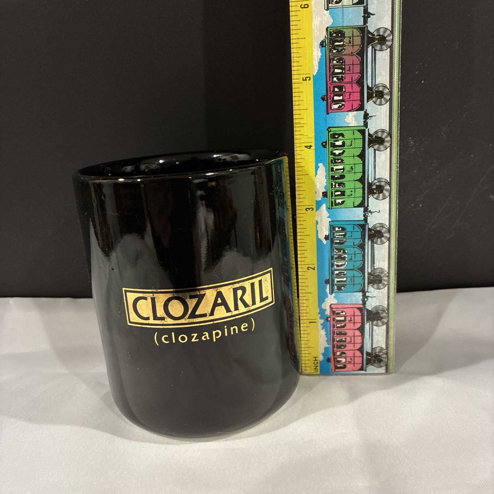 Clozaril Tablets Advertising Pharmaceutical Drug Coffee Mug Black And Gold
