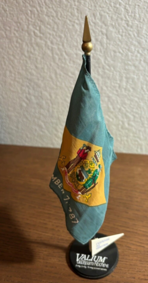 Pharmaceutical Rep Valium 1787 flag VINTAGE 80s 90s drug pharma promo swag