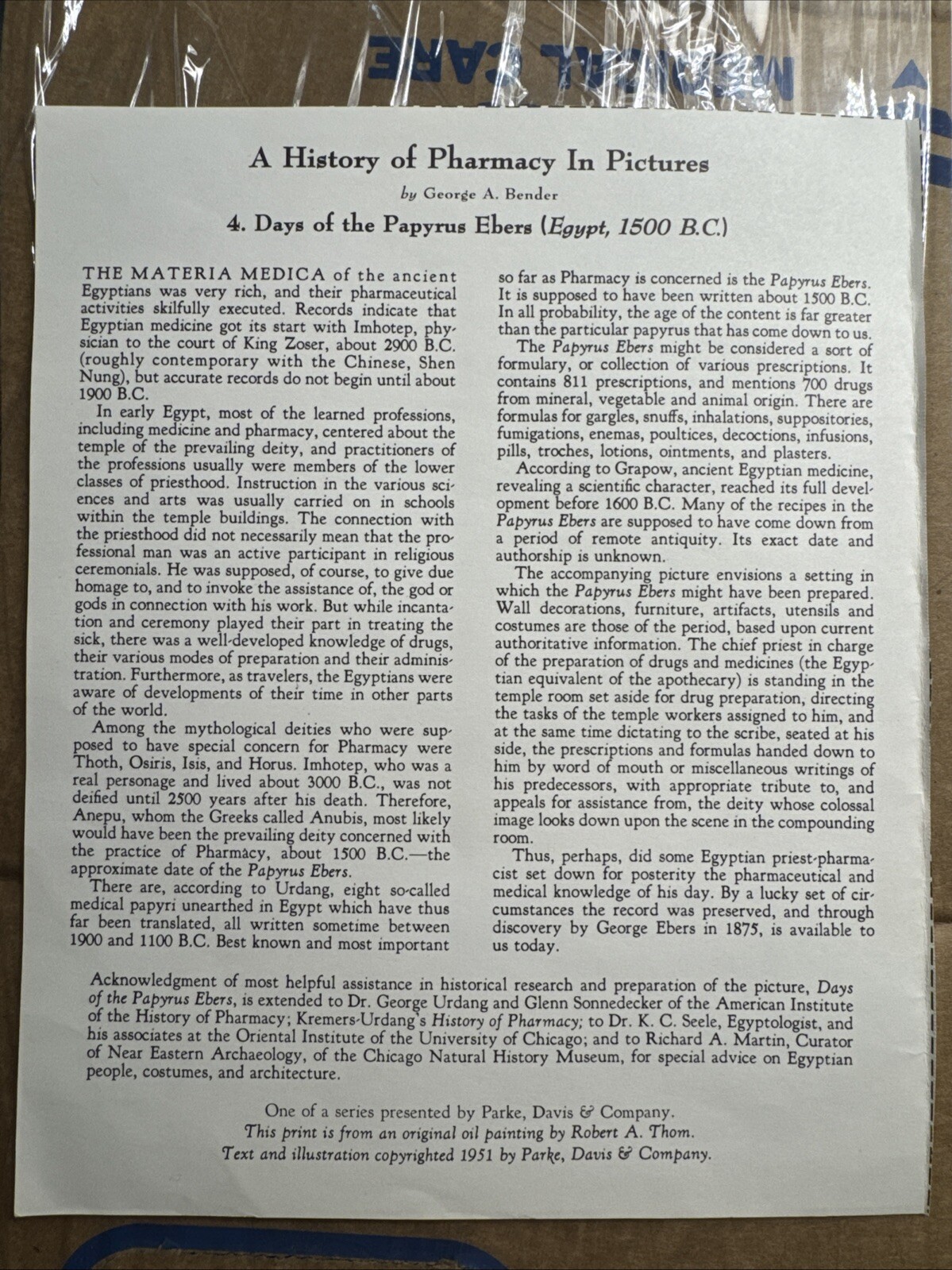 A HISTORY OF PHARMACY IN PICTURES 1954 PRINT#4 Great Gift For Doctor 22″×18″