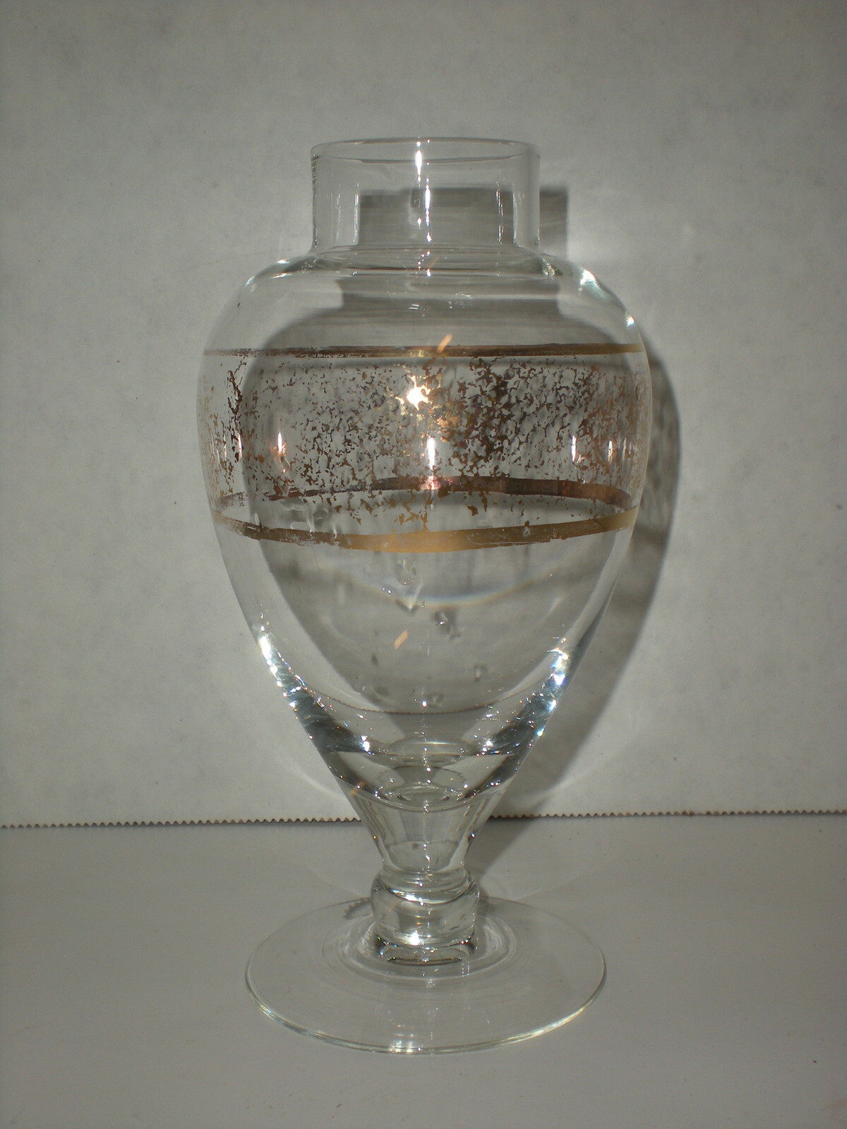 Antique Apothecary Jar Gold pattern vtg glass candy container RARE