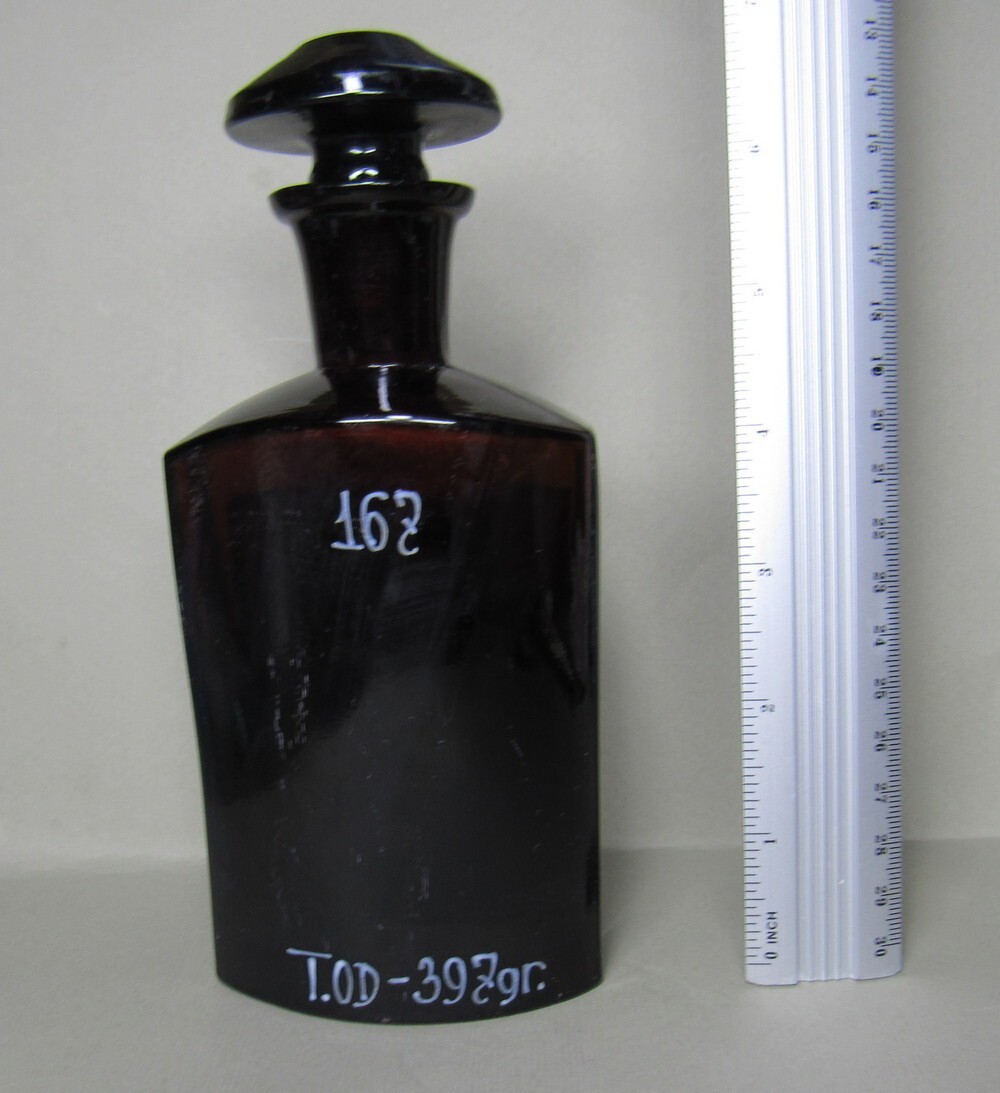 Vintage Medical Science Glass Bottle,Amber color,Germany №14727