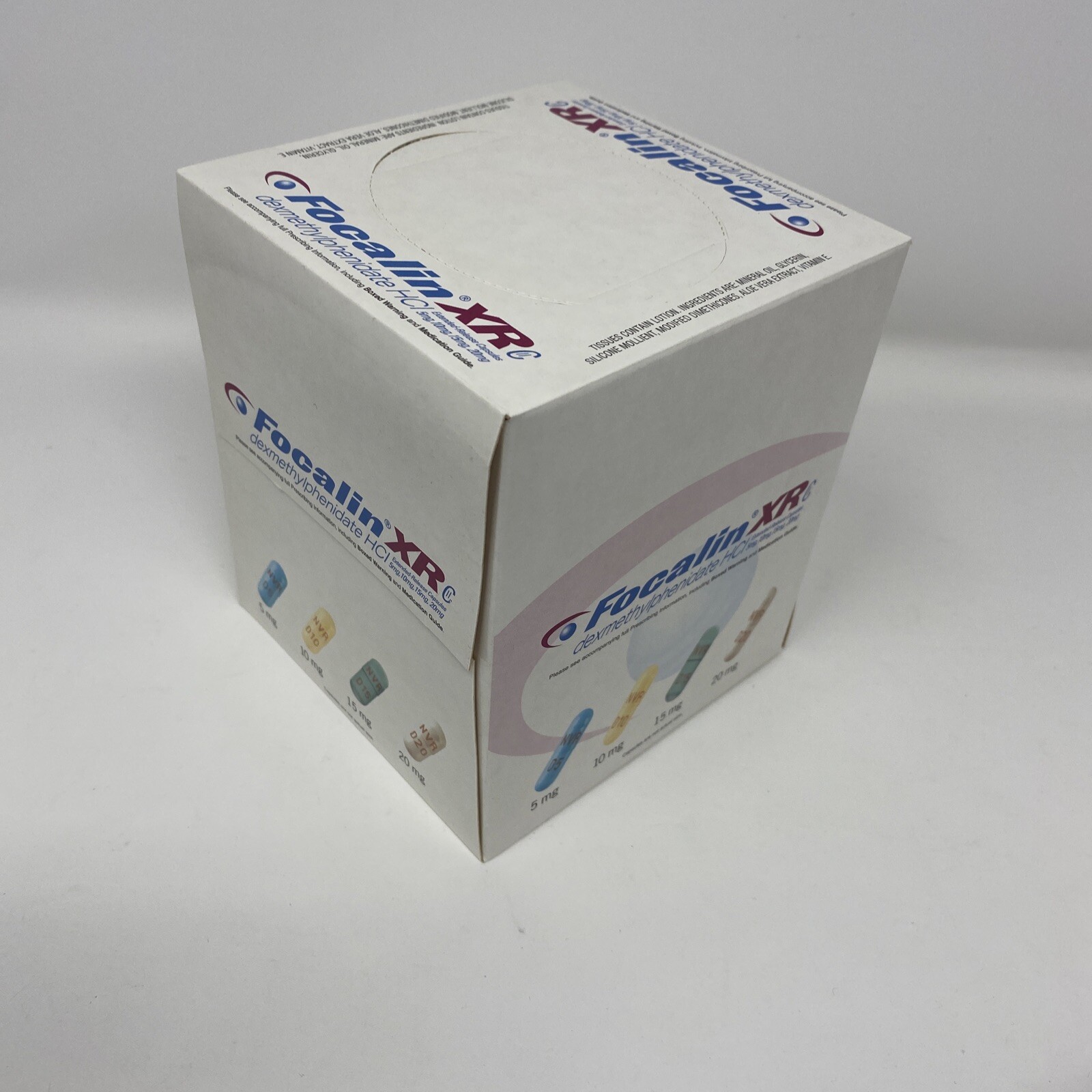 Vintage Focalin XR Tissue Box Pharmaceutical Pharm Rep 2007
