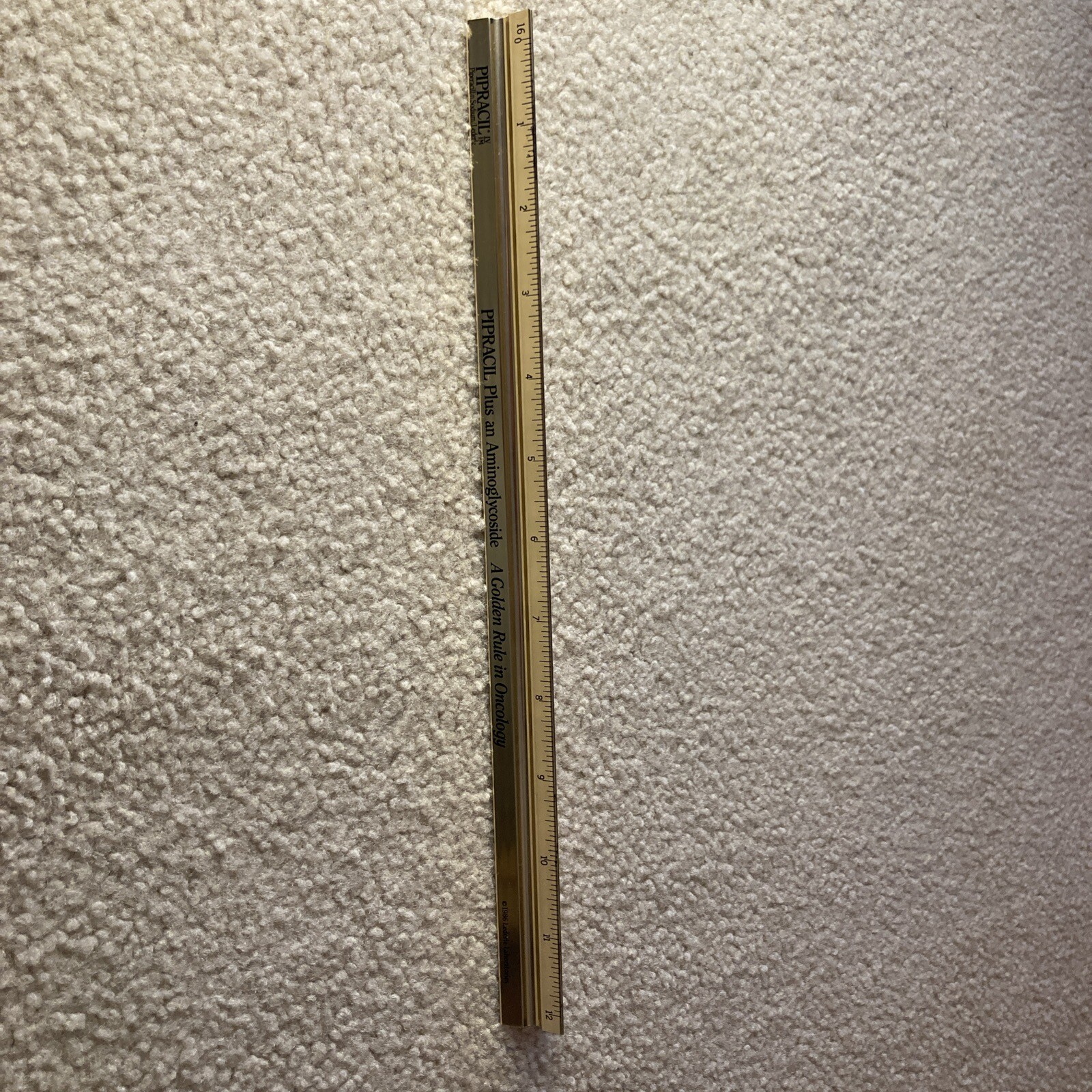 Vintage 1986 Pipracil 12” Metal 3 Sided Ruler Drug Rep. Advertising Medical