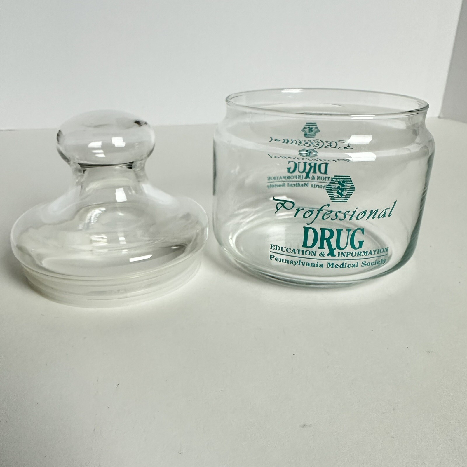 Professional Drug Medical Society Promo Collectible Glass Jar Drug Rep Pharma