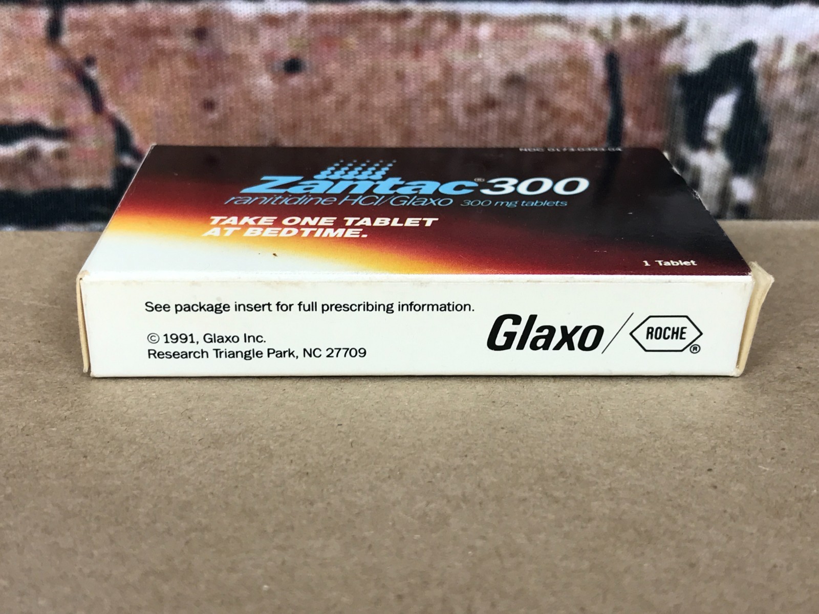 EMPTY – Vintage 1990’s Pharmaceutical Drug Box Glaxo Zantac 300 Pharma Advert