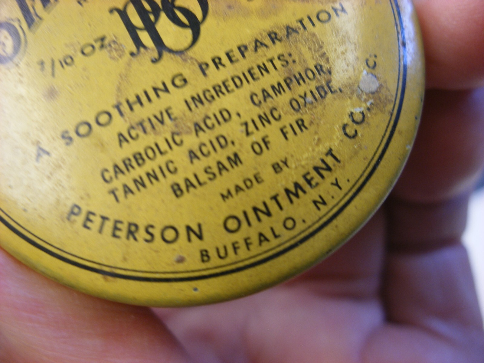 Antique Vtg Medical Dental Pharmacy – Peterson Co. Buffalo NY Ointment Tin
