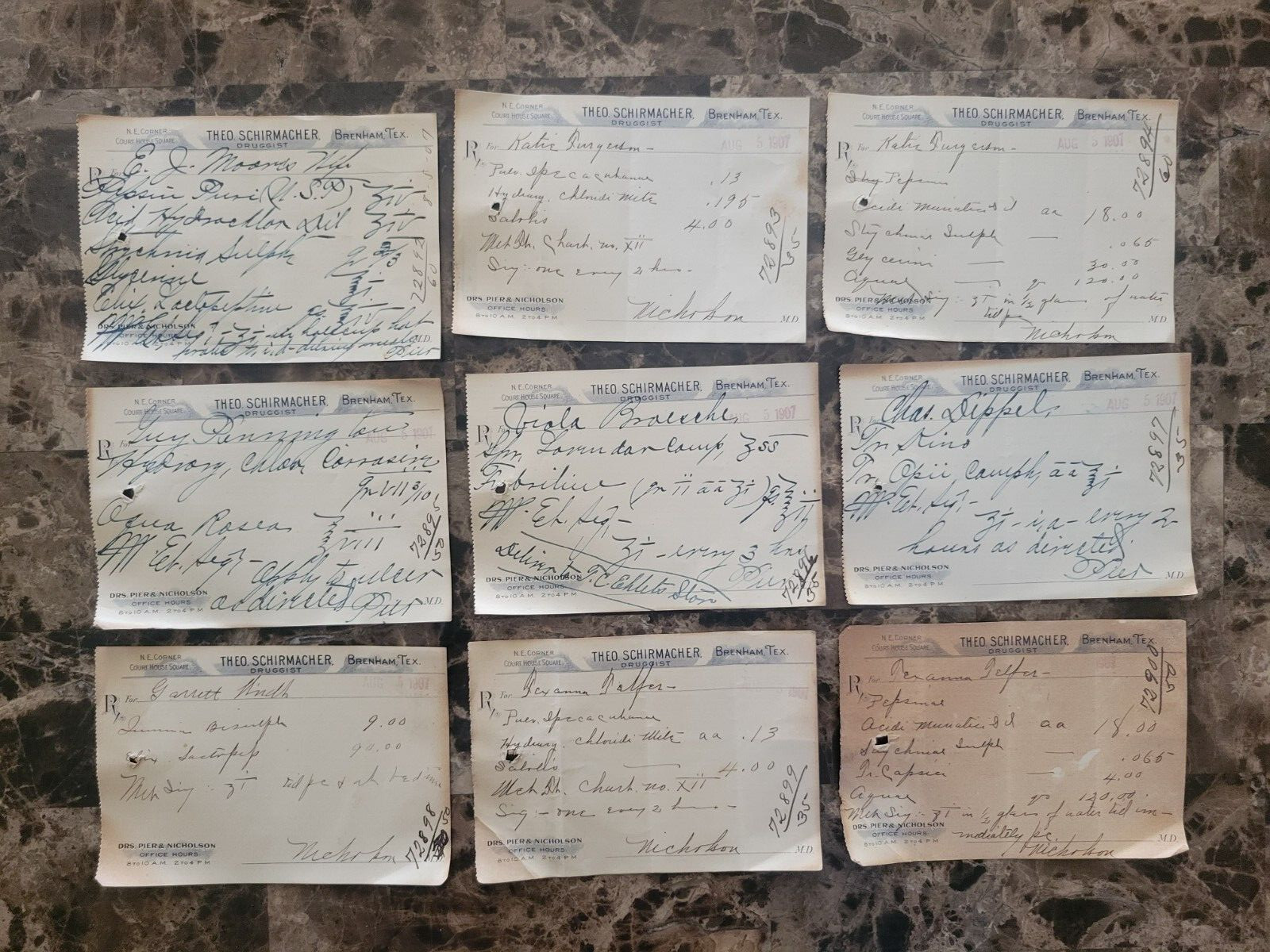 99 serially numbered antique prescriptions (1907) – OPIUM, PAPINE & CODEINE