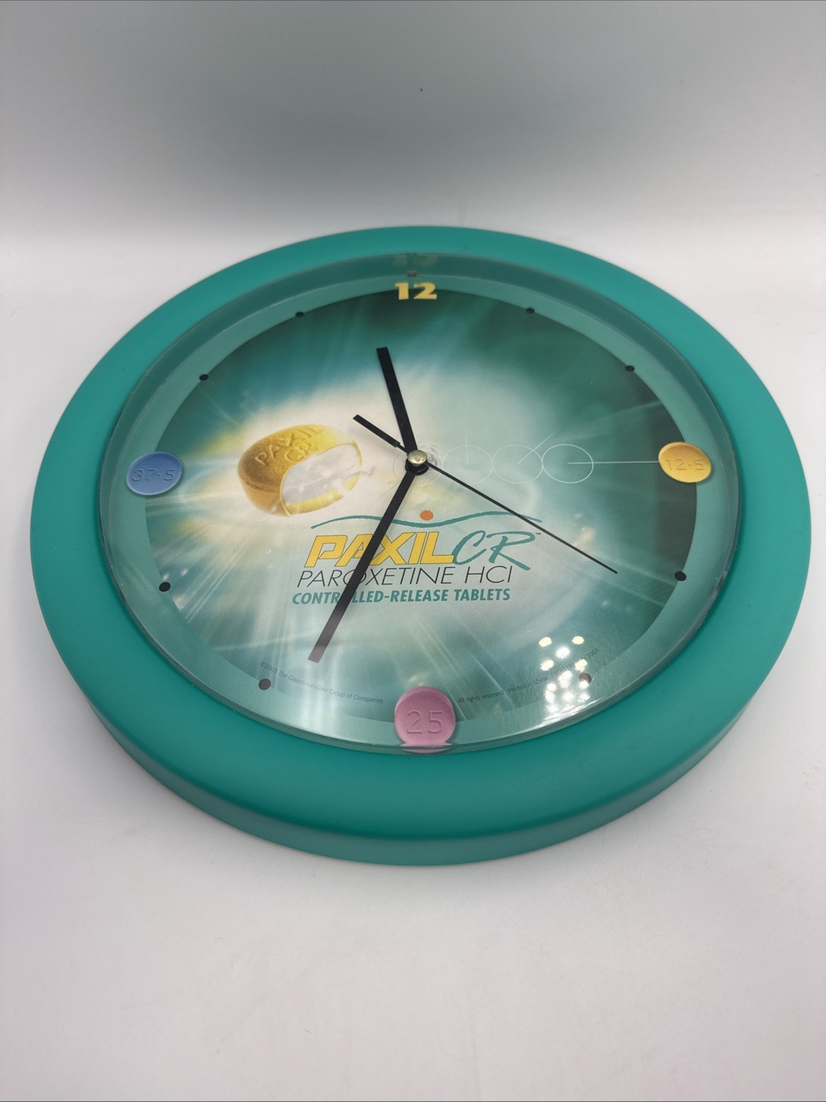 RARE Vintage 2003 PAXIL Promotional Wall Clock! Anti-Depressant Pharmaceutical