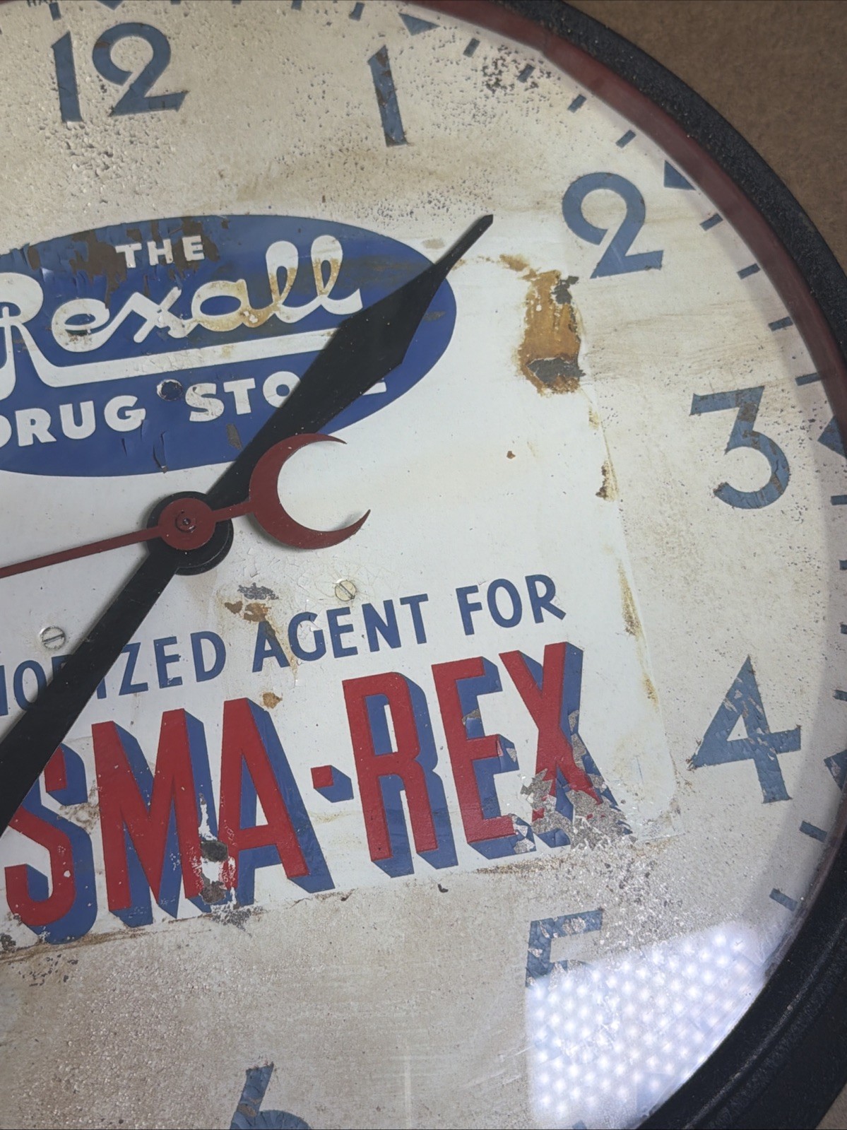 VTG Rexall Drug Store Authorized Agent For BISMA-REX 14” Crystal Clock READ!