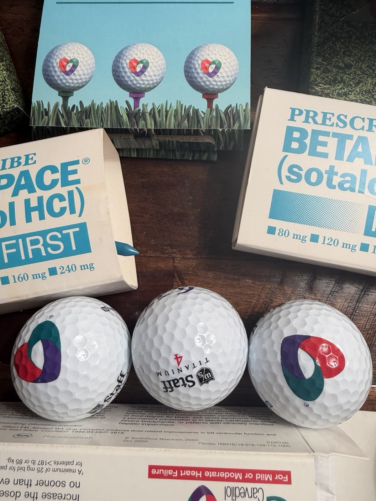 Pharmaceutical Drug Rep Collectibles Golf Balls Tees Sales Rep Advertising Heart