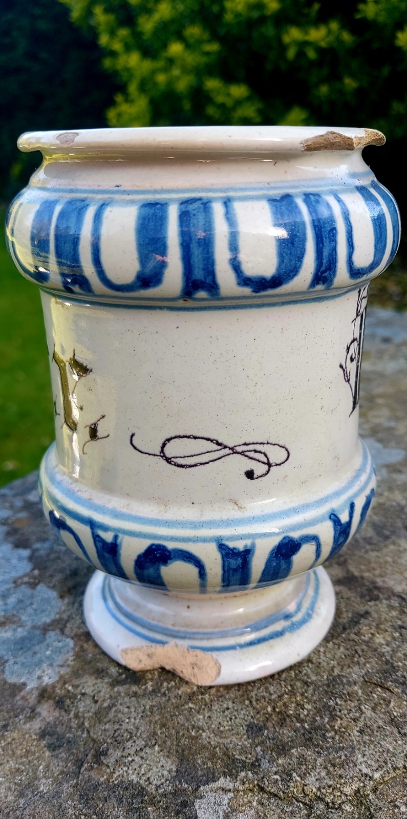 17thC Blue & White Albarello Drug Pharmacy Jar
