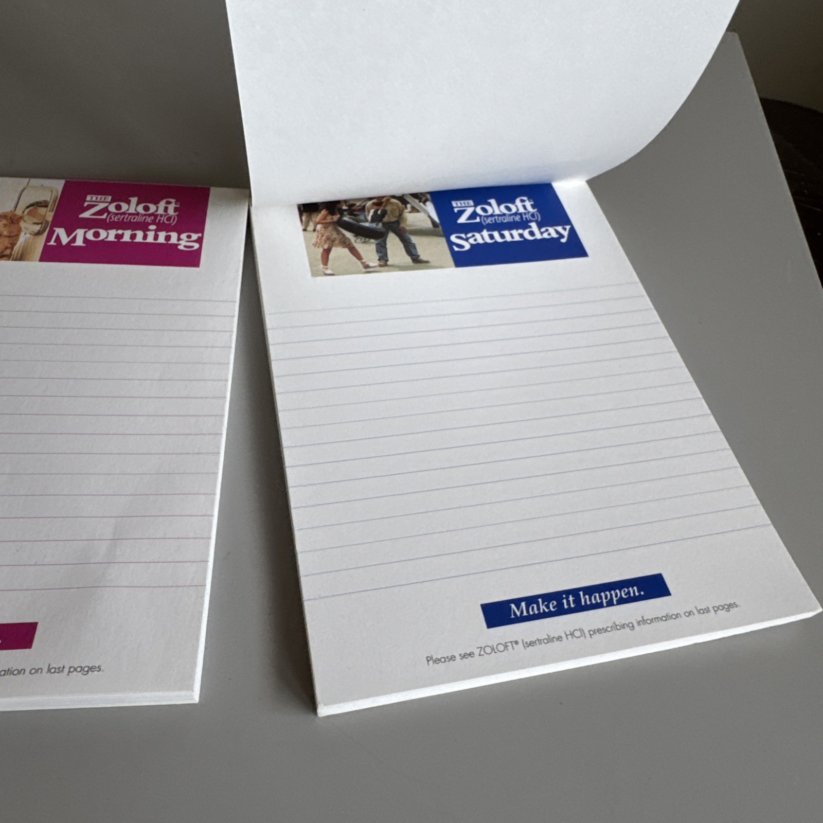 1996 Lot Of 2 Zoloft Pharmaceutical Notepads Advertising Promo drug Rep