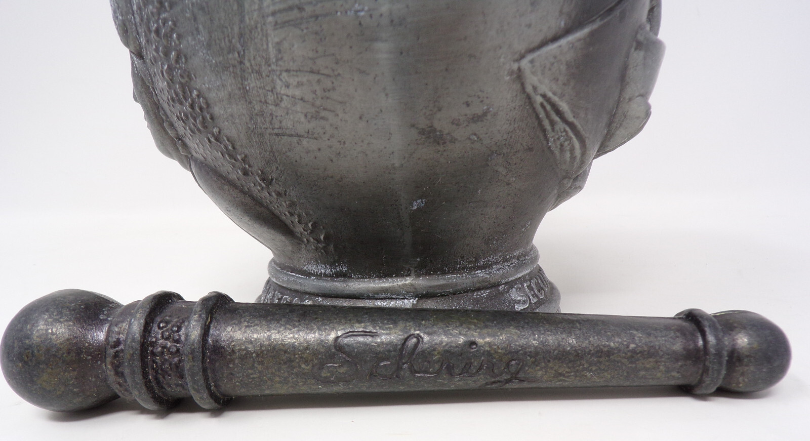 Vintage Pewter Mortar & Pestle Display Only By Schering Corp. 1988