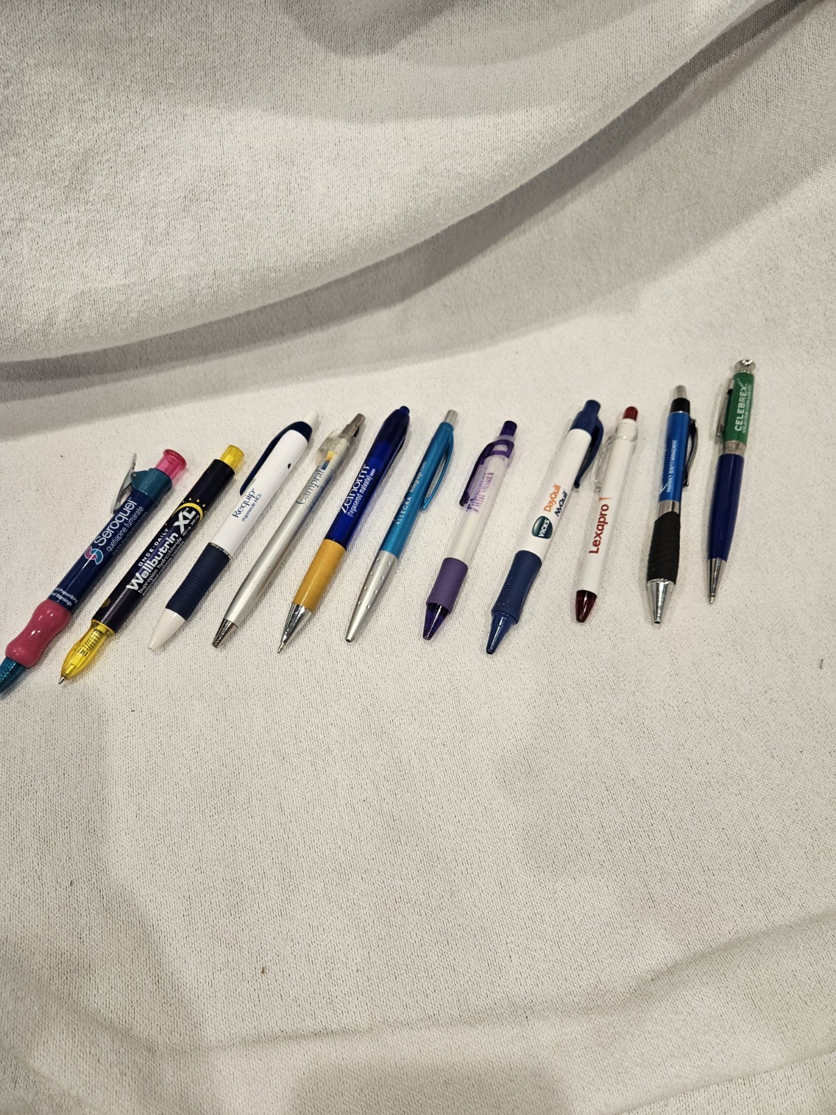 Vintage Pharmaceutical Drug Rep Pens!! Seroquel Lilly Adverts! Lot Of 11 Collect