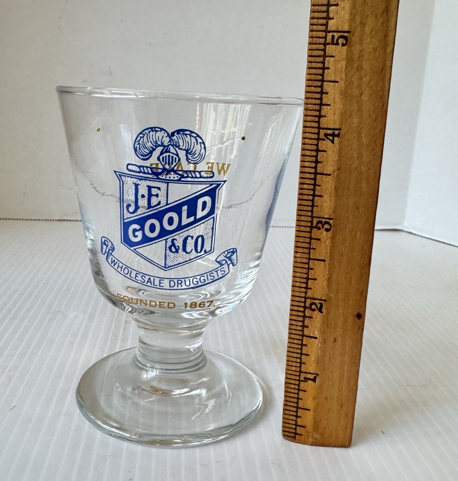 Portland, Maine ME VTG J E Goold Druggist Sundae Footed Glass Dish Commemorative