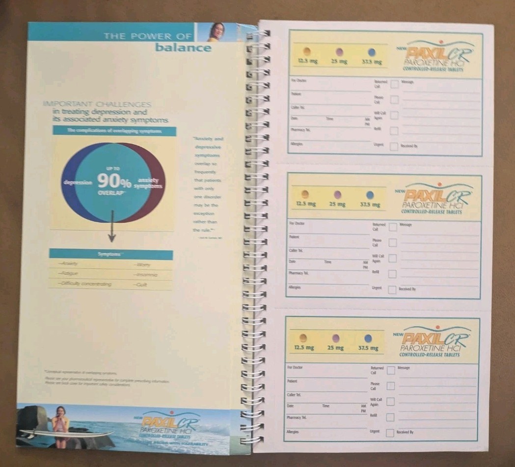 Paxil Depression/Panic Disorder Phone Message Book – Pharmaceutical Memorabilia