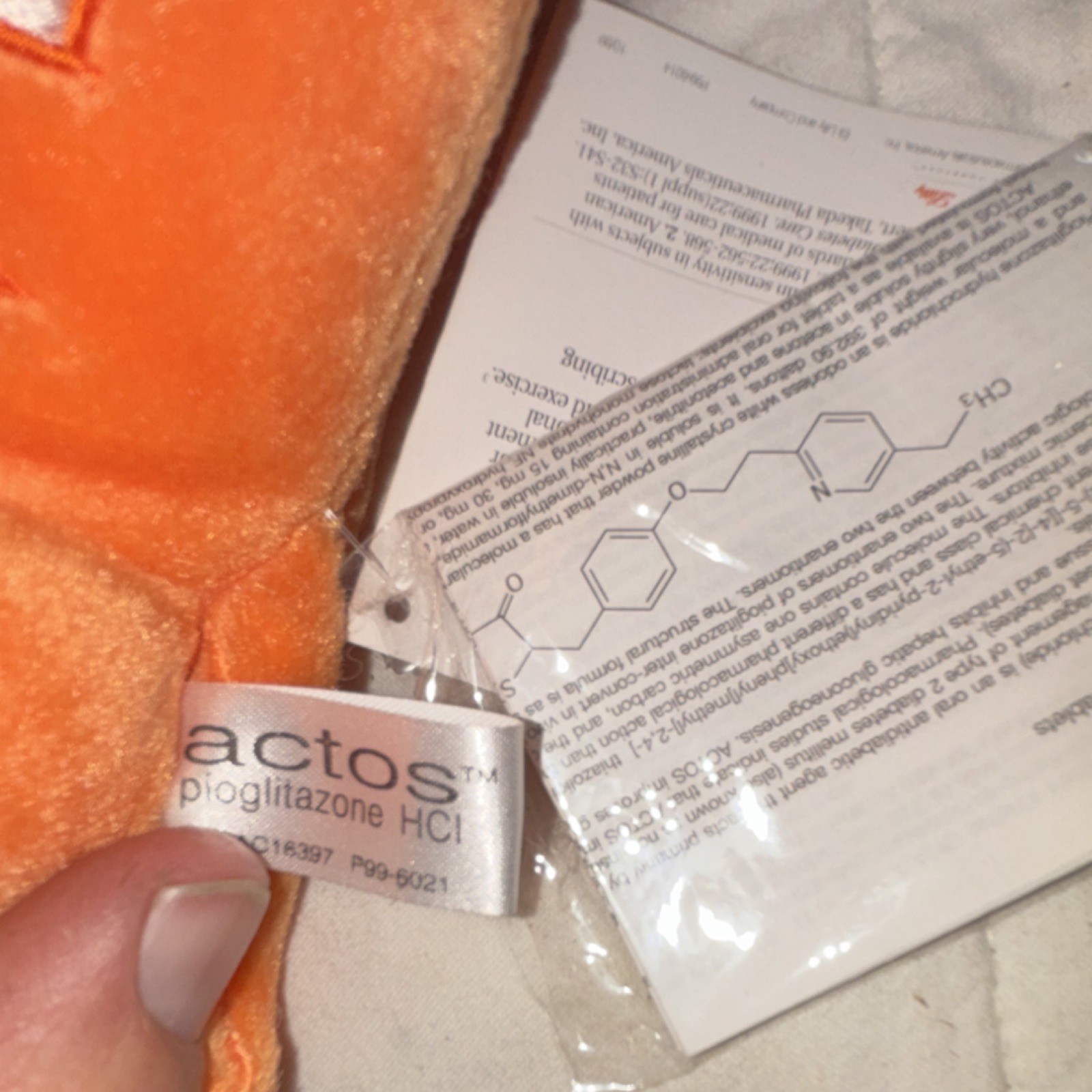 Actos Pioglitazone HCl Pharmaceutical Advertising Plush Collectible