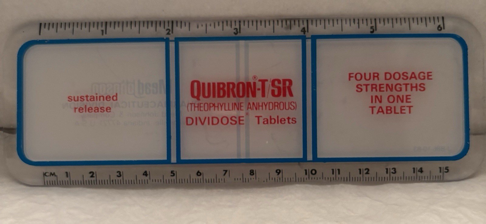 VTG 1983 MEAD JOHNSON QUIBRON-T SR 6″ PLASTIC RULER PHARMA REP LOGO