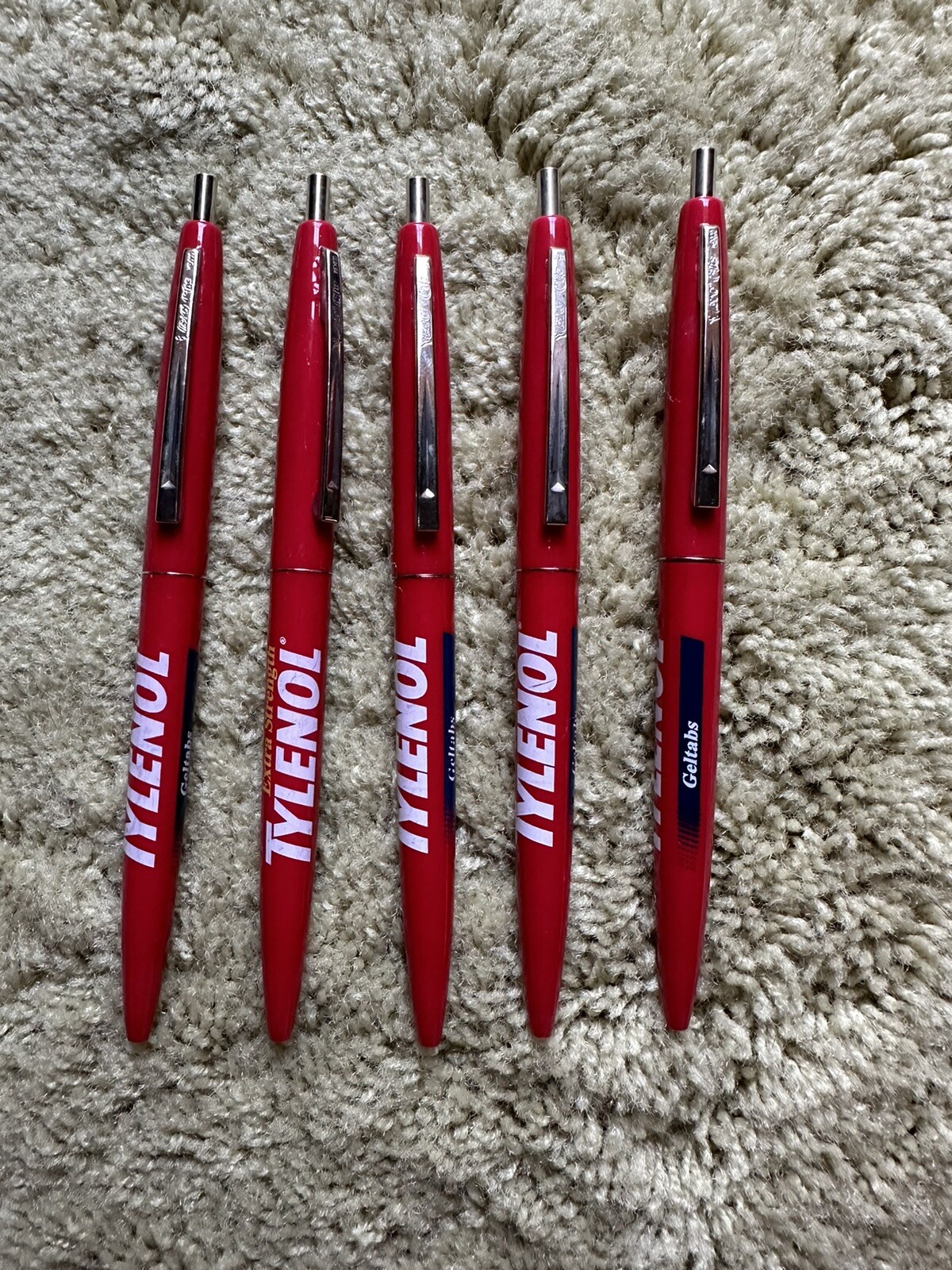 Tylenol Geltabs Drug Rep Pharmaceutical Promo Advertising BIC Clic Pens Lot Of 5