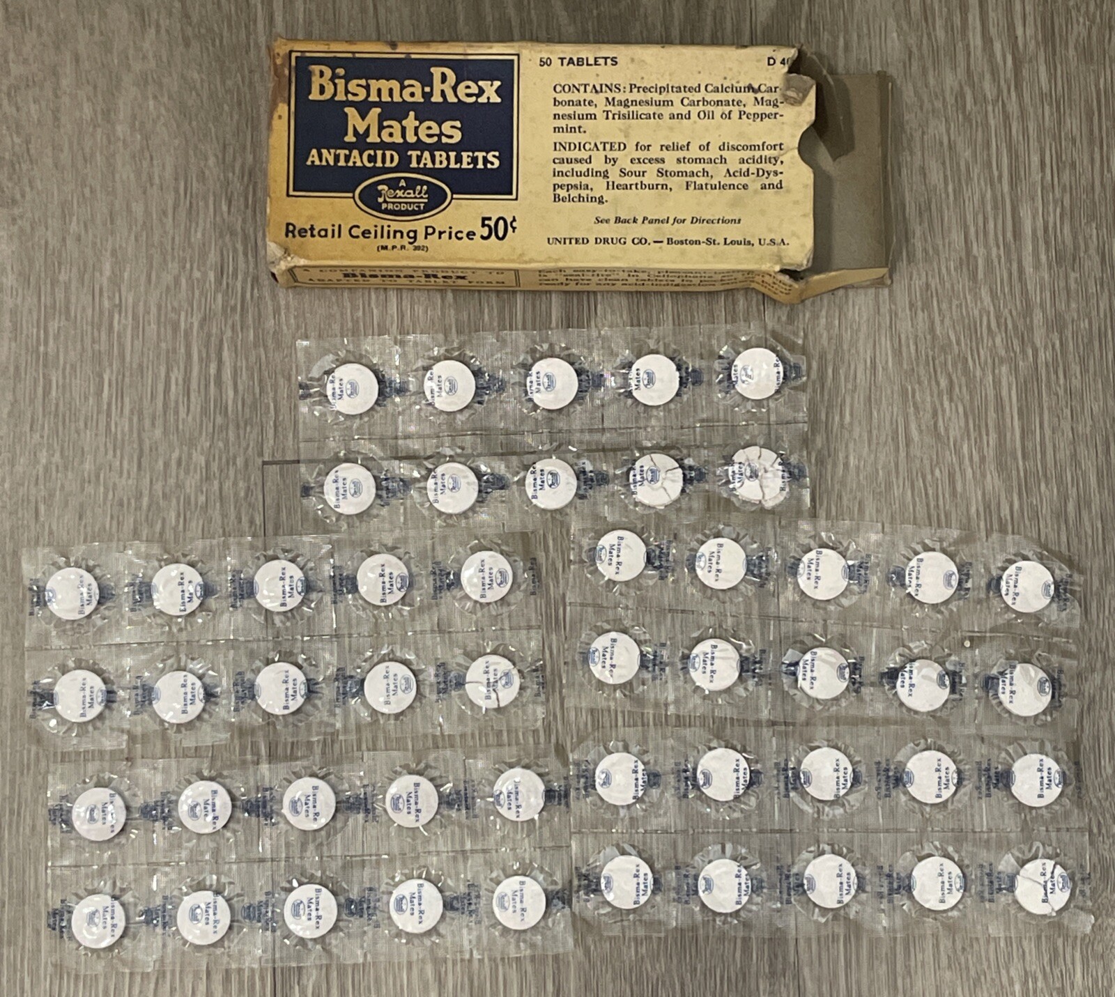 Vintage Bisma-Rex Antacid Tablets In Original Box NOS