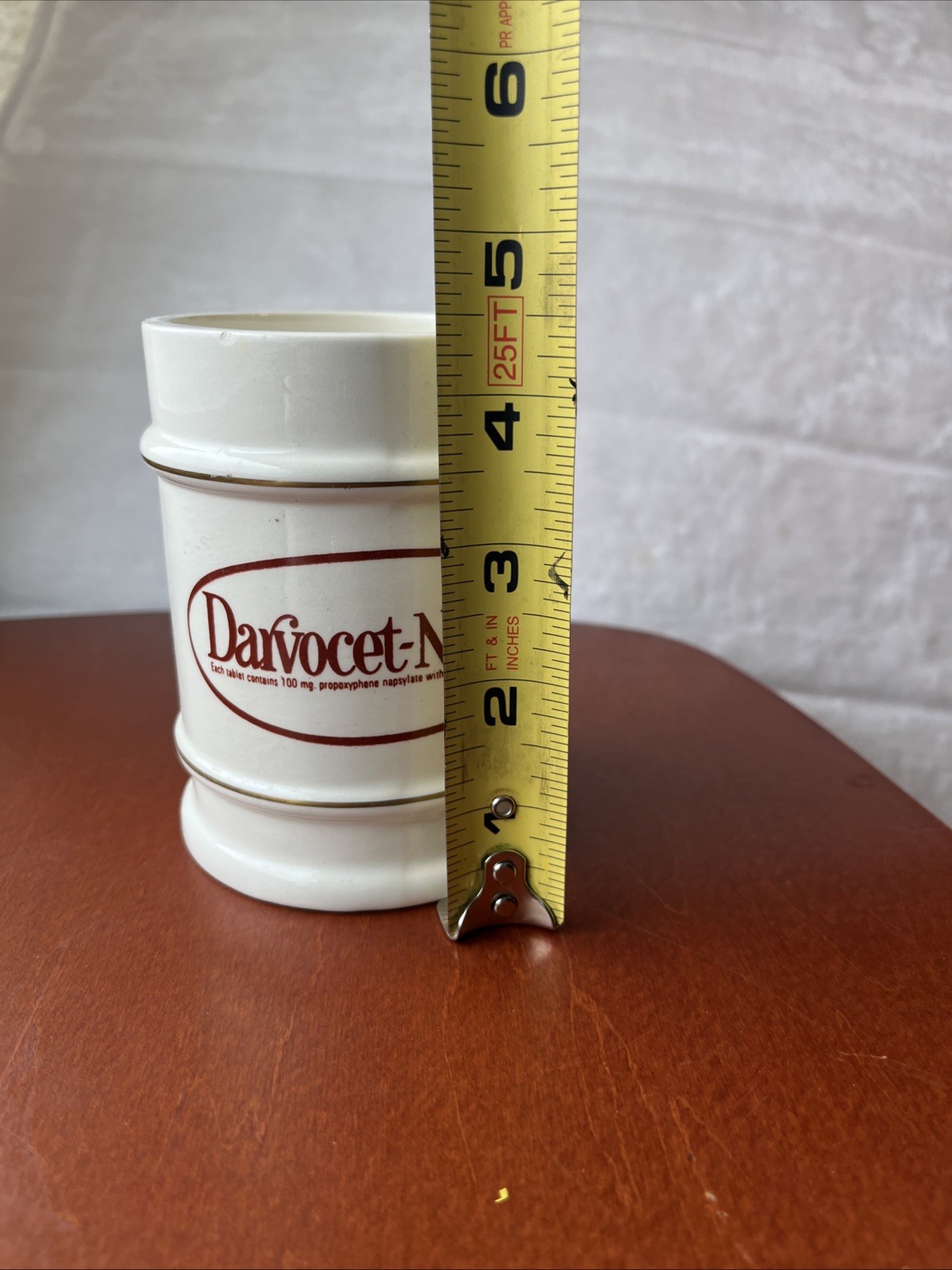 Vintage Darvocet-N 100 Porcelain 7” Apothecary Jar Pharmaceutical Darvon 65