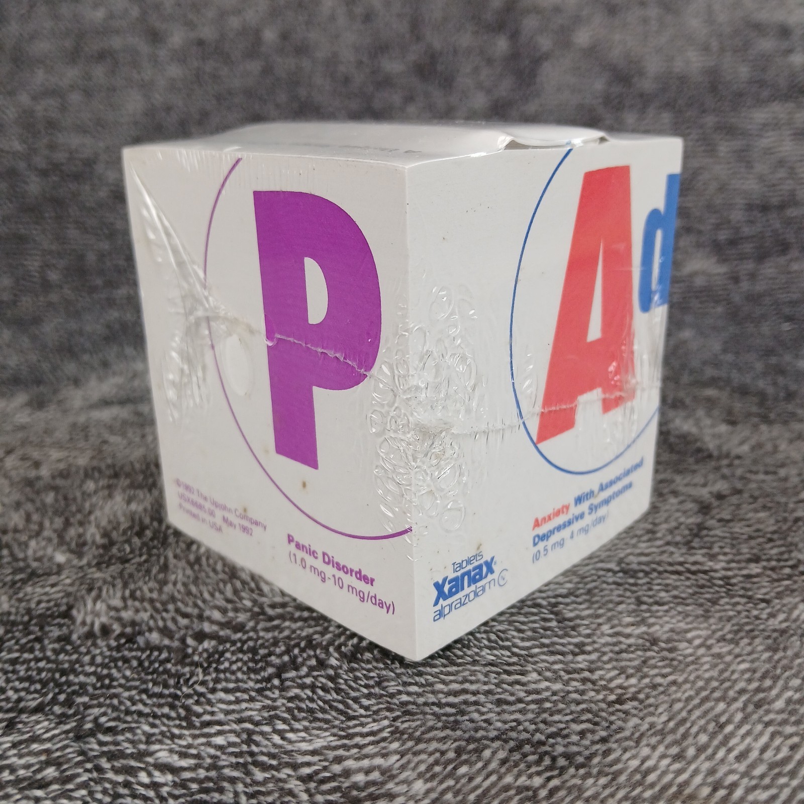 Vtg Xanax Pharmaceutical Advertising Post It Note Cube 90s Alprazolam READ 1992