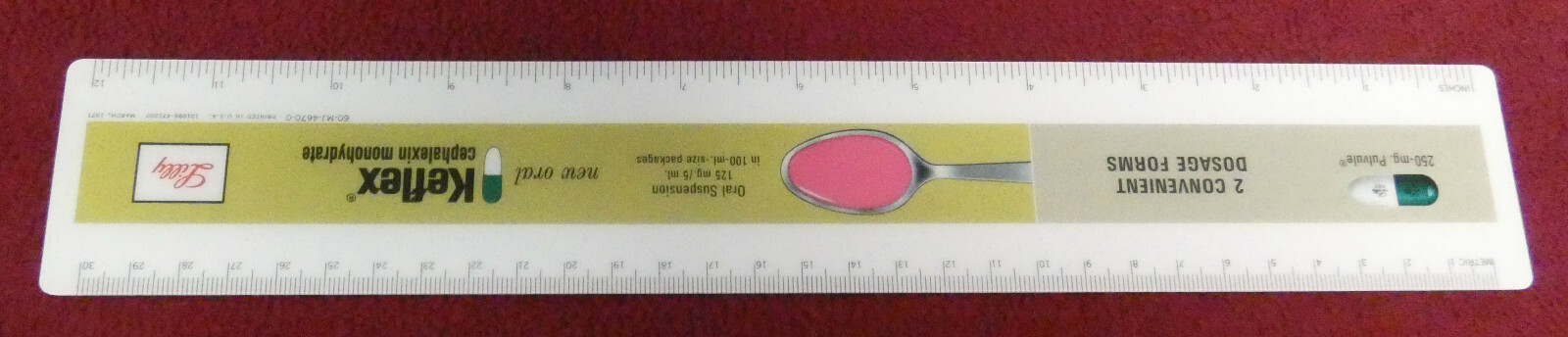 Vintage 1971 Drug Rep KEFLEX RULER Lilly Cephalexin Monohydrate RARE 12″ / 30cm
