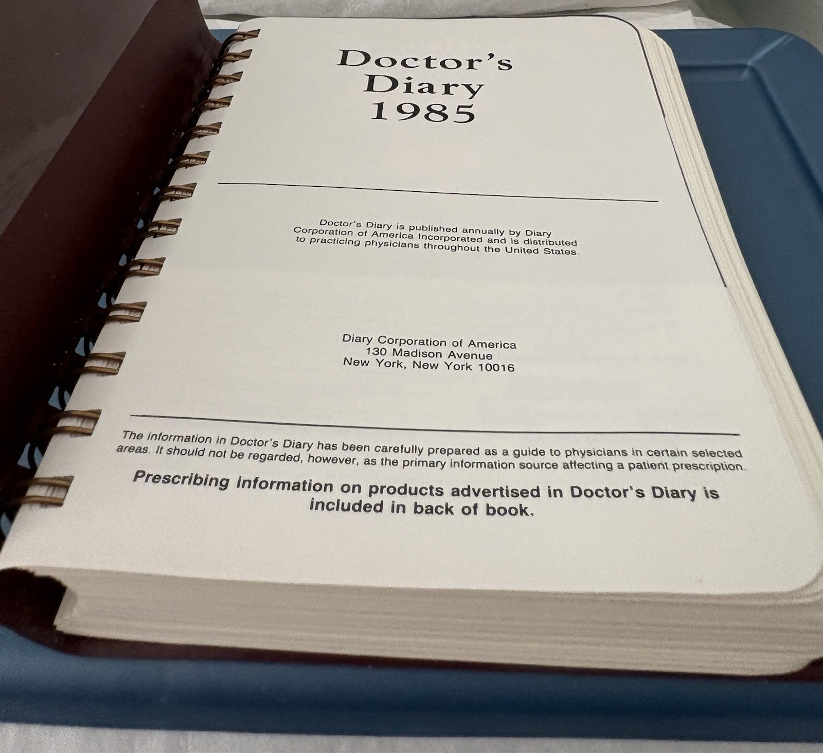 VTG 1985 ATIVAN SPIRAL DOCTOR’S DIARY, NOTEBOOK, PHARMA DRUG REP LOGO NEW NOS